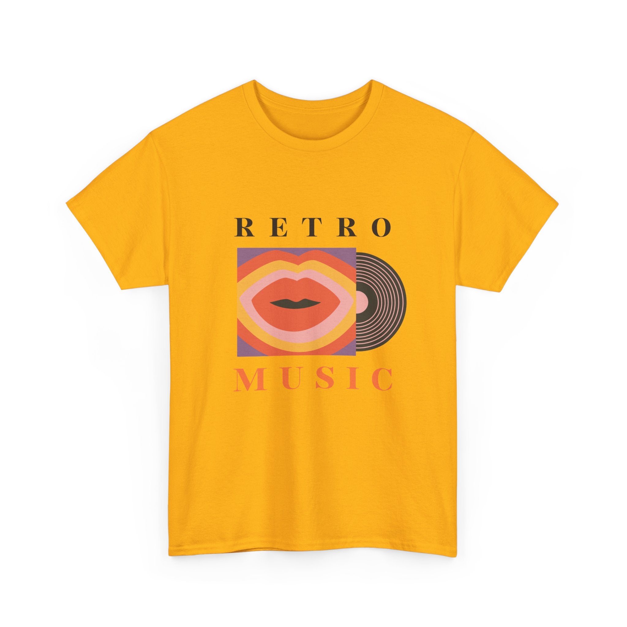 Retro Music Unisex Heavy Cotton Tee - Vintage Vinyl Design