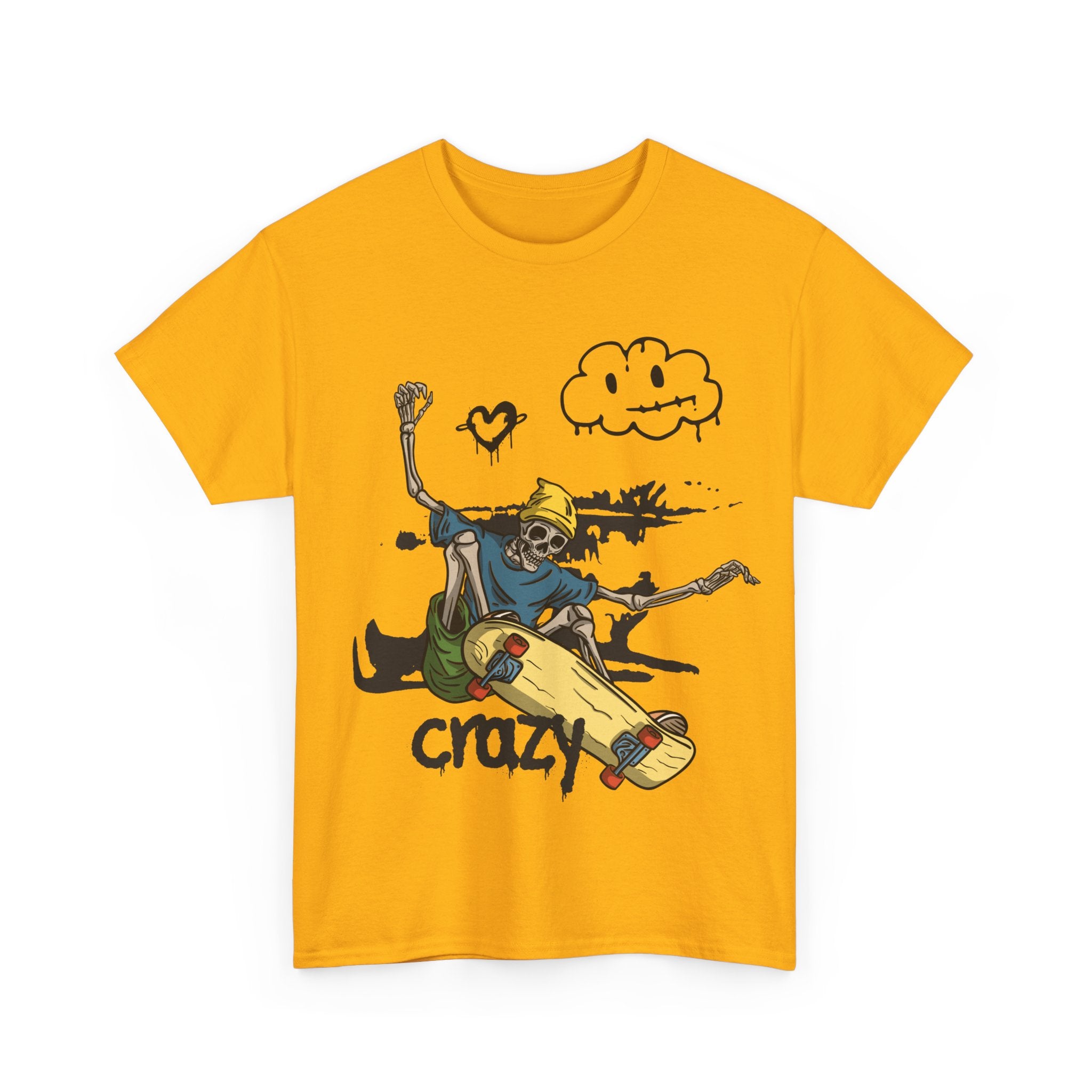 Skateboarder Skeleton - Crazy Vibes Tee for Skate Lovers