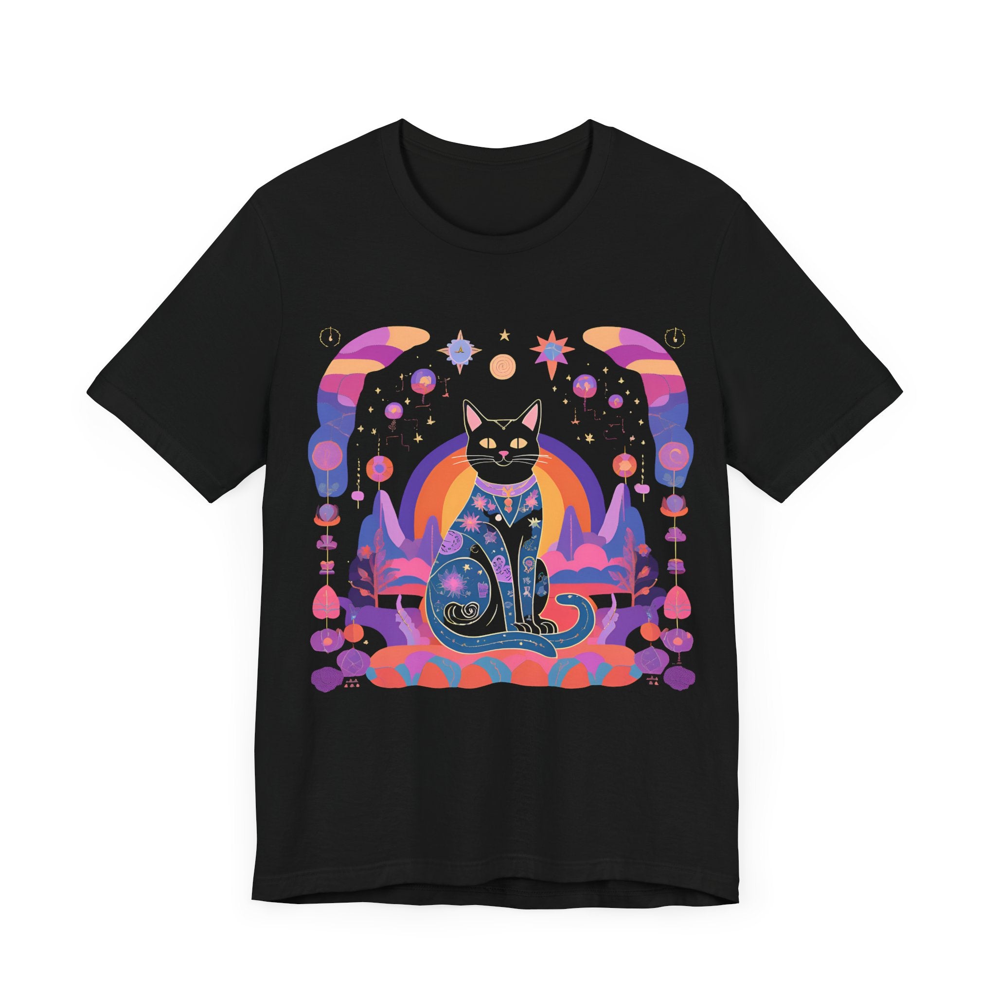 Mystical Cat Graphic Tee - Unisex Jersey Short Sleeve T-Shirt