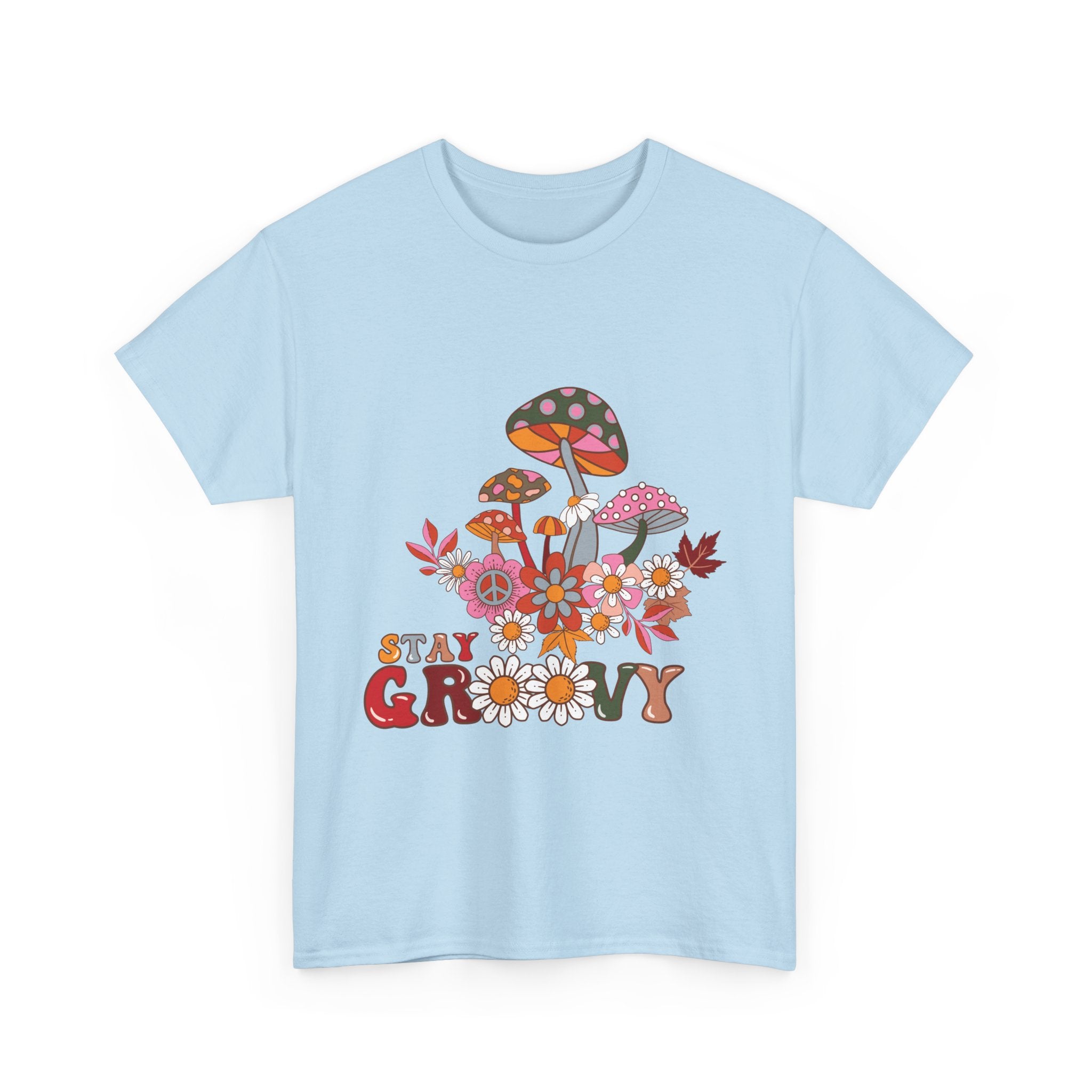 Stay Groovy Unisex Heavy Cotton Tee - Retro Mushroom Vibes
