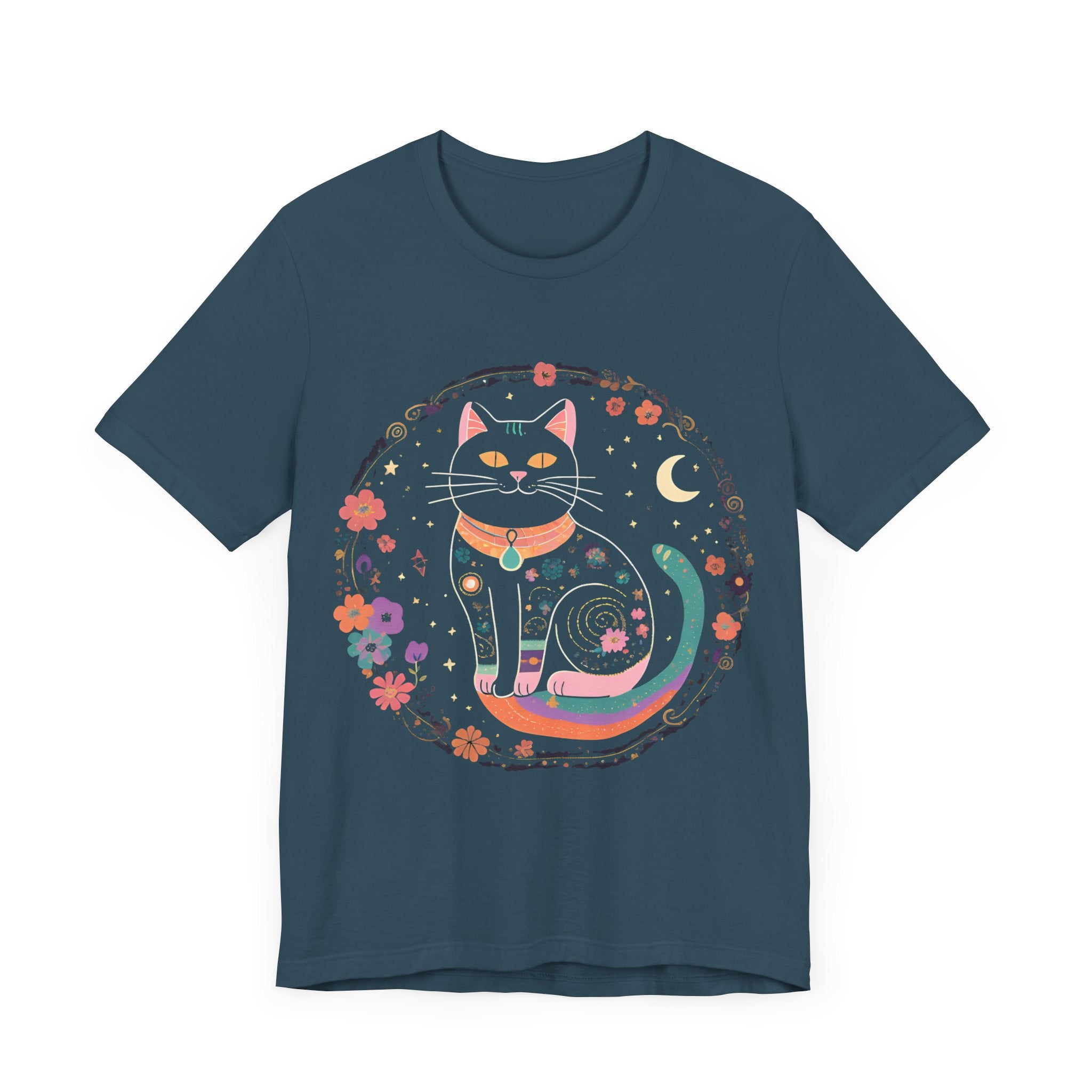 Colorful Cat Graphic Tee - Whimsical Unisex Jersey Shirt for Cat Lovers