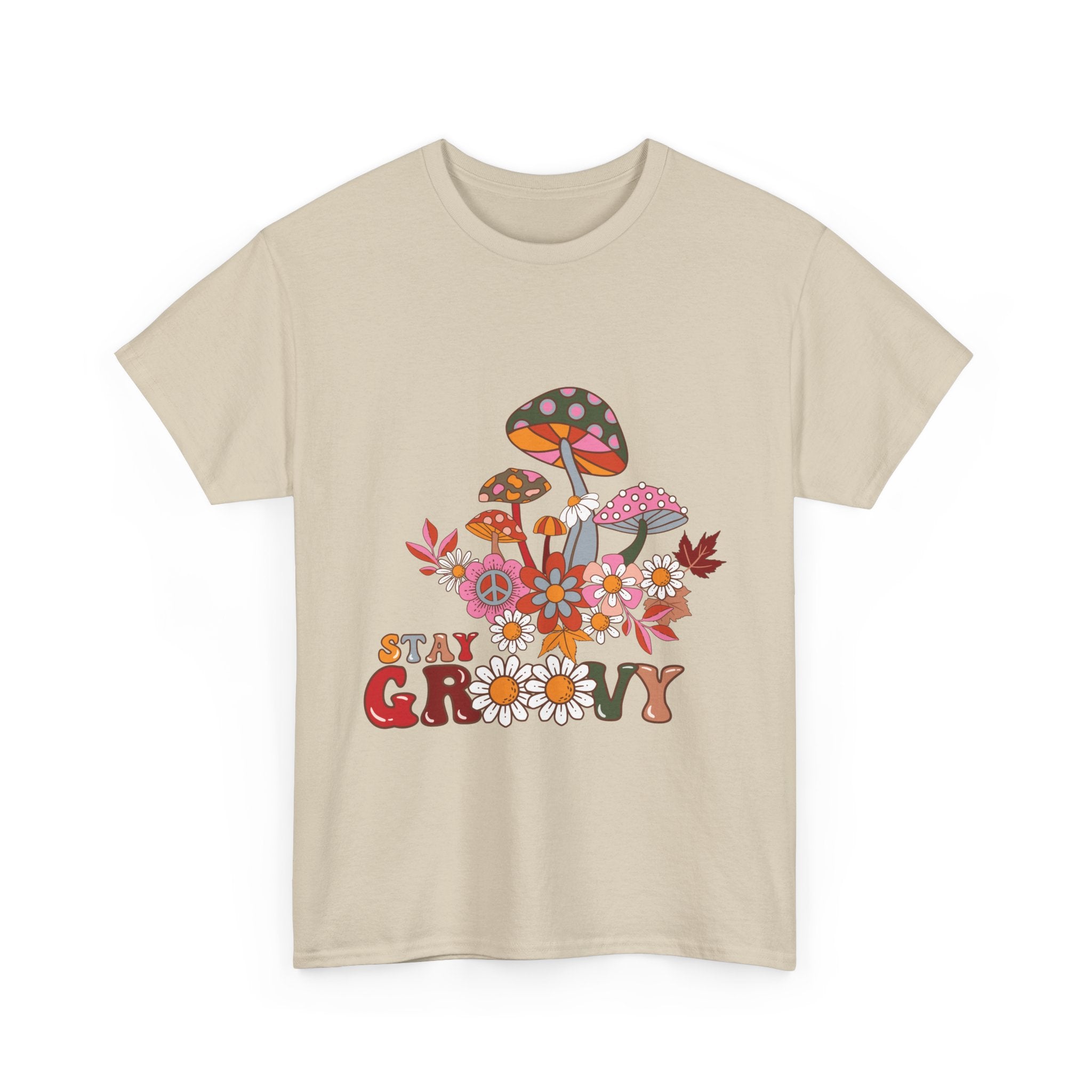 Stay Groovy Unisex Heavy Cotton Tee - Retro Mushroom Vibes