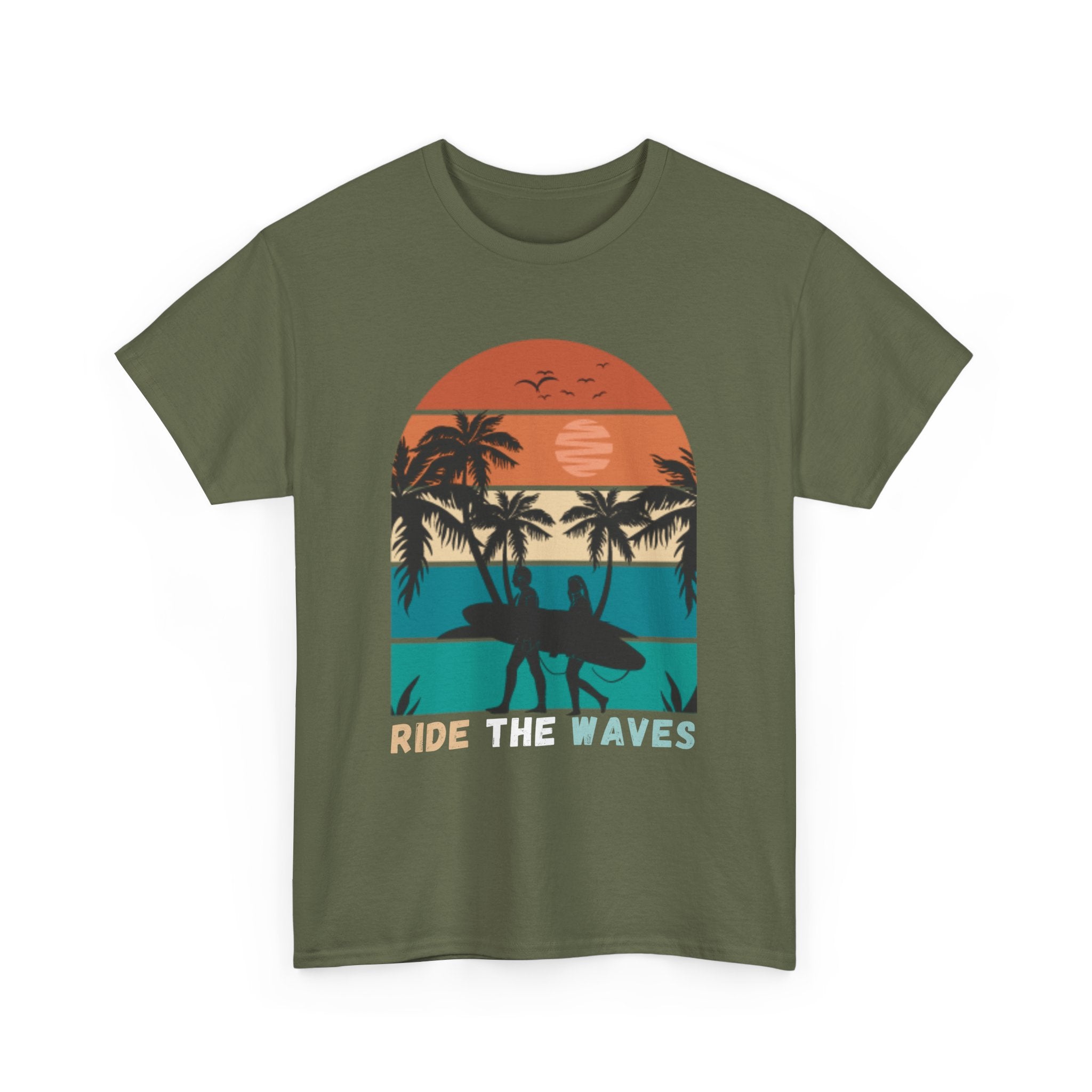 Ride The Waves Unisex Heavy Cotton Tee - Surf Vibe Shirt