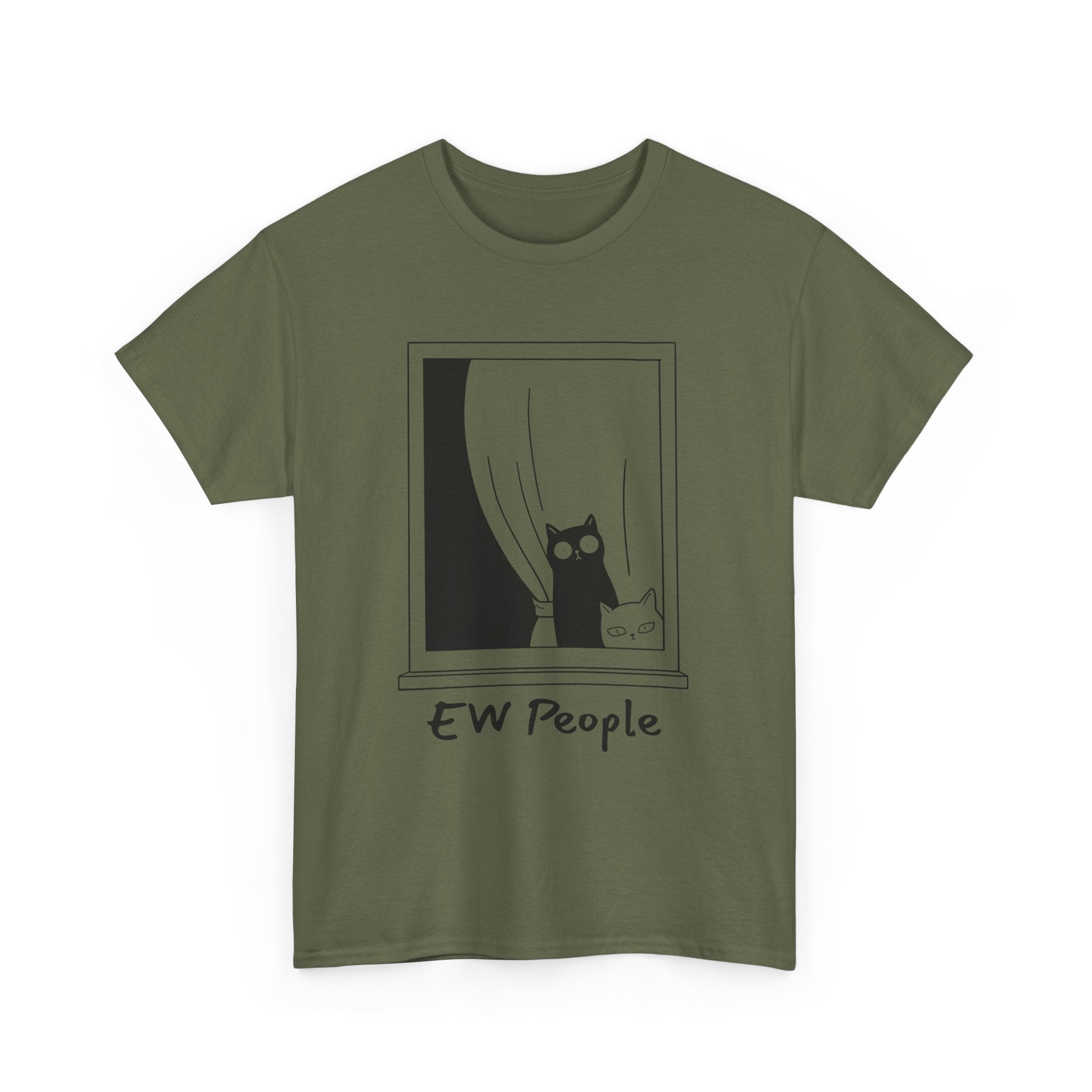 Funny Cat Tee "EW People" Unisex Heavy Cotton Shirt for Cat Lovers