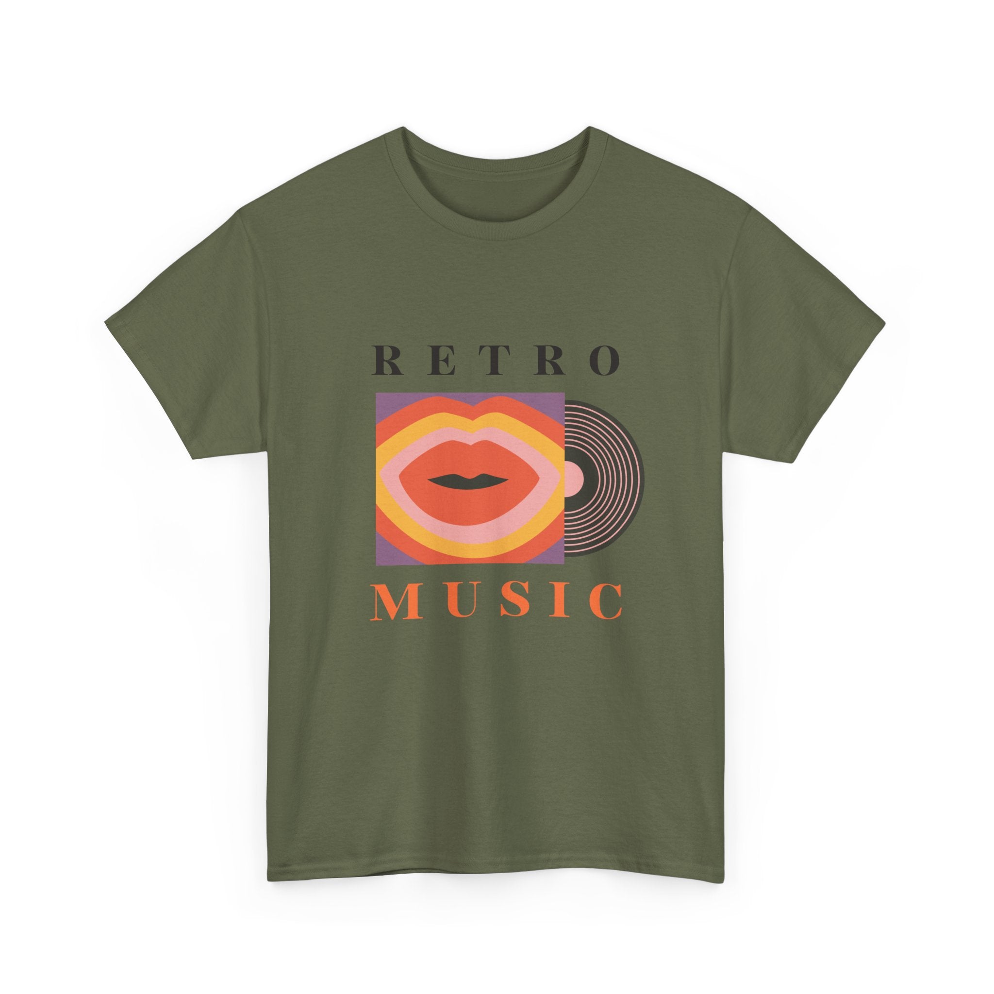 Retro Music Unisex Heavy Cotton Tee - Vintage Vinyl Design