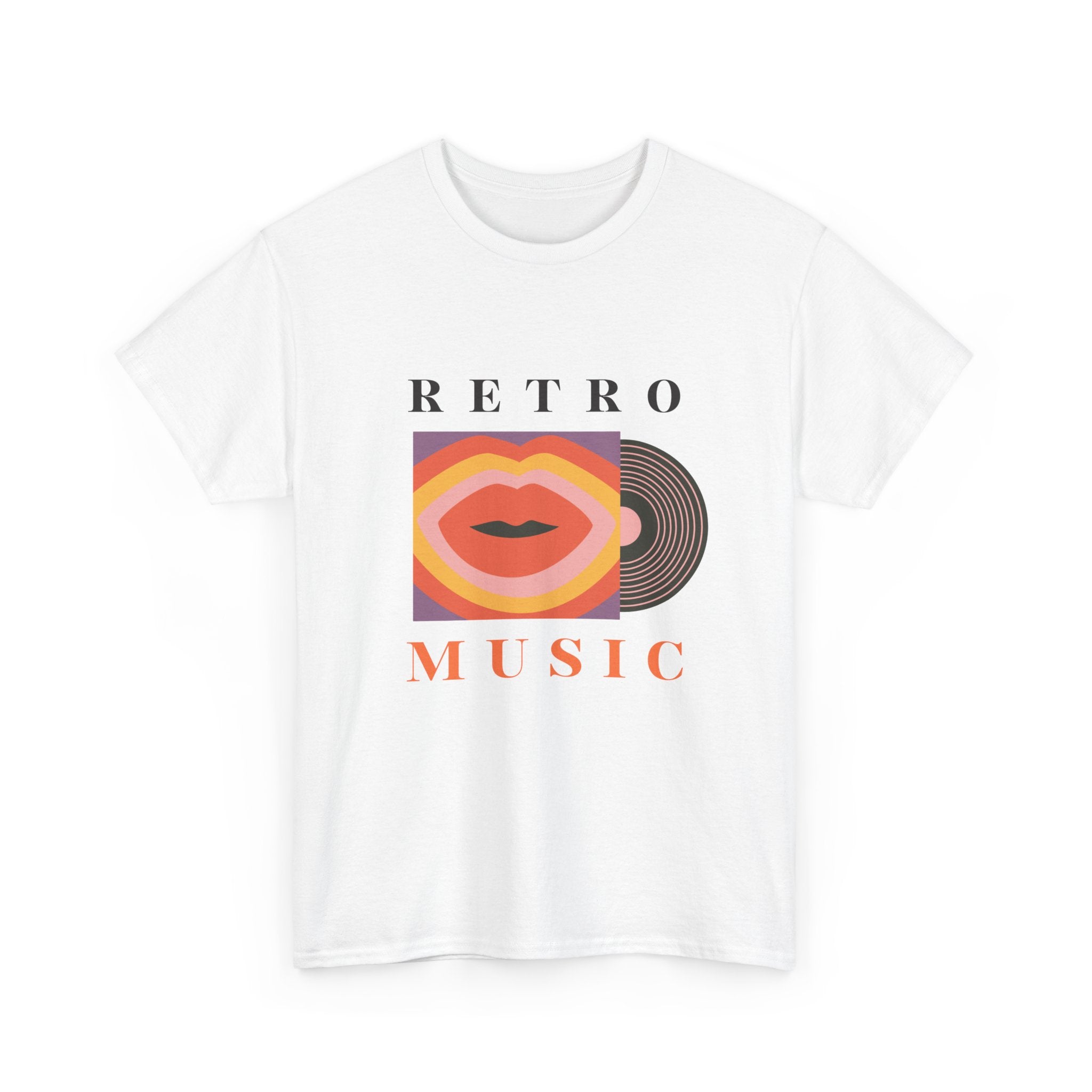 Retro Music Unisex Heavy Cotton Tee - Vintage Vinyl Design
