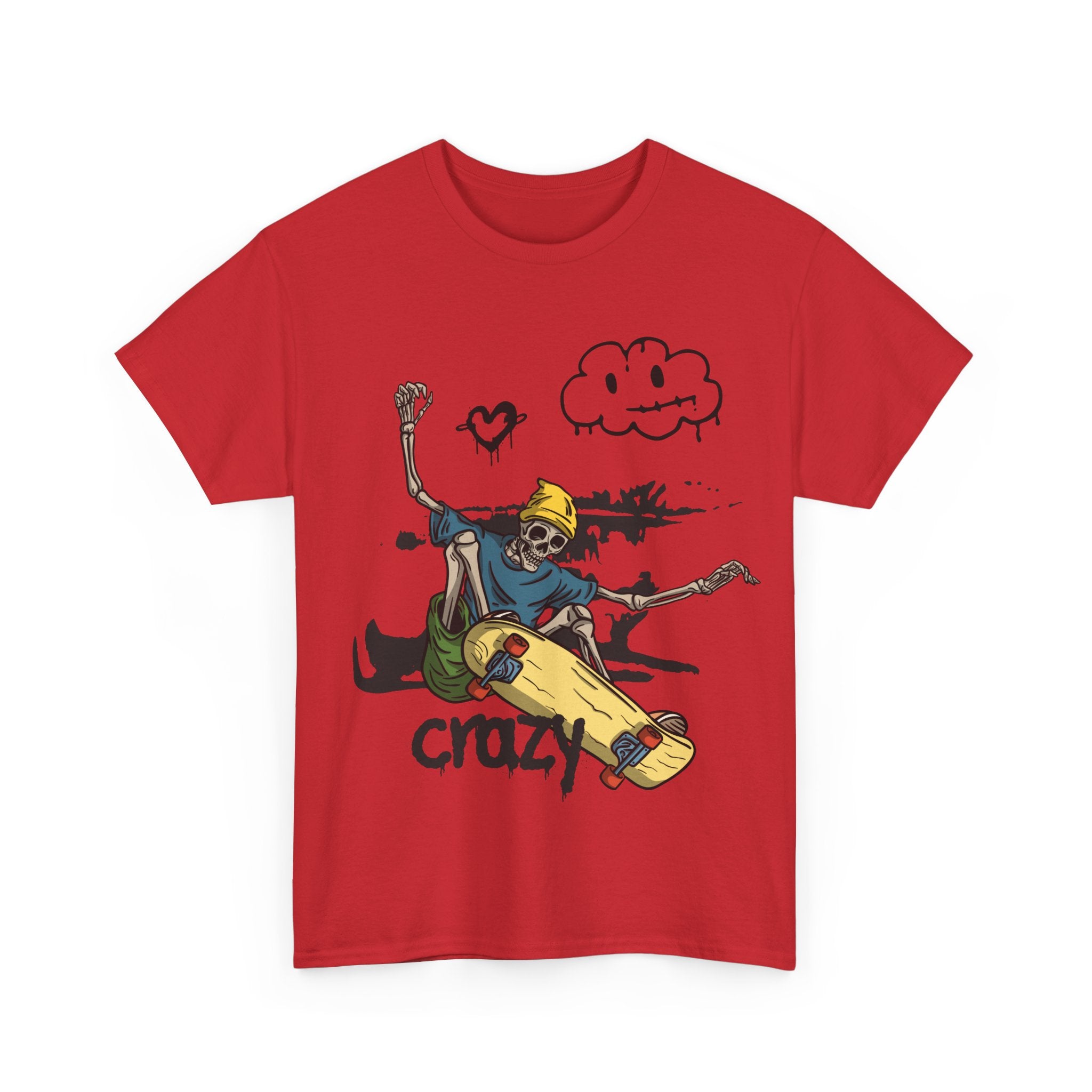 Skateboarder Skeleton - Crazy Vibes Tee for Skate Lovers