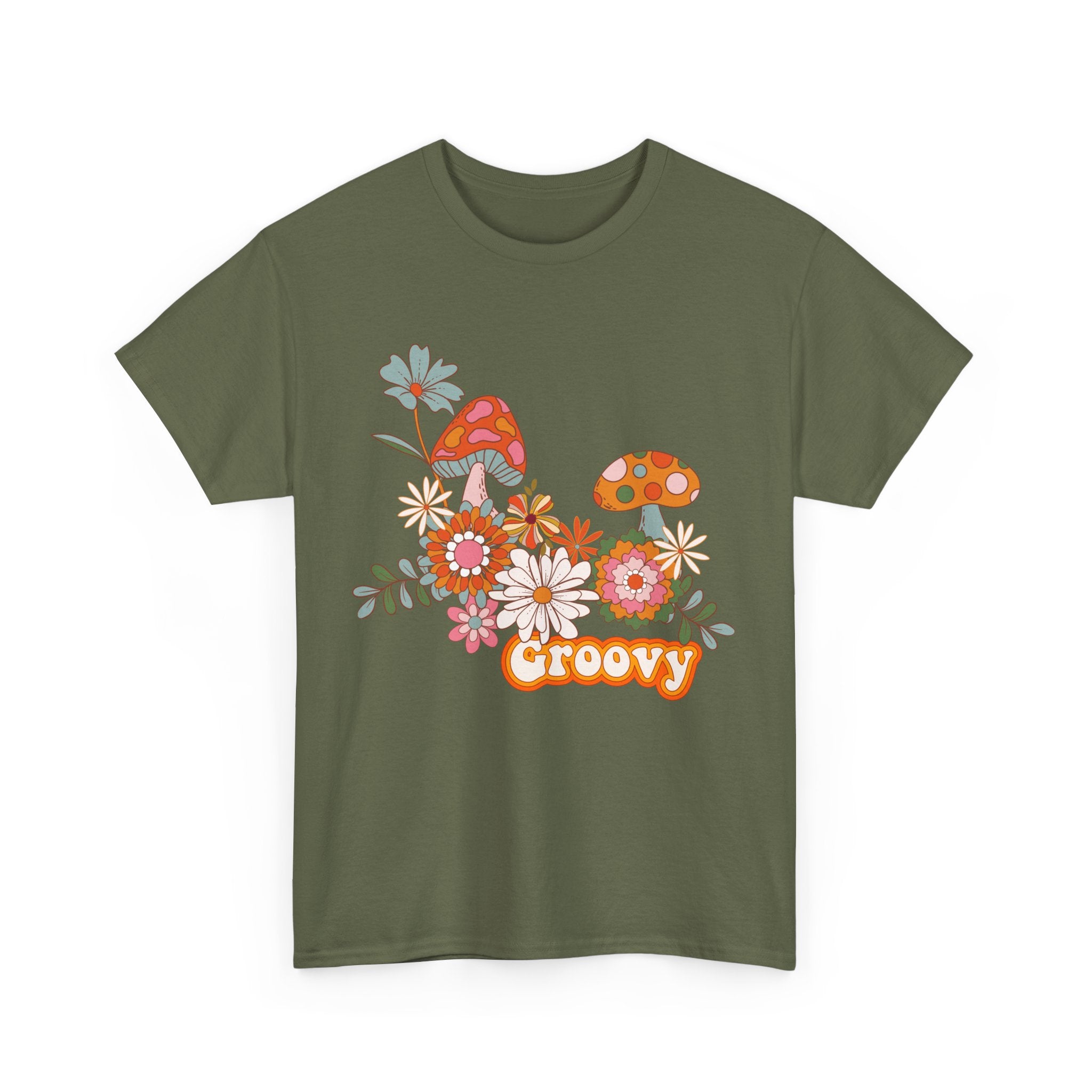 Groovy Floral Unisex Heavy Cotton Tee - Retro Summer Vibes