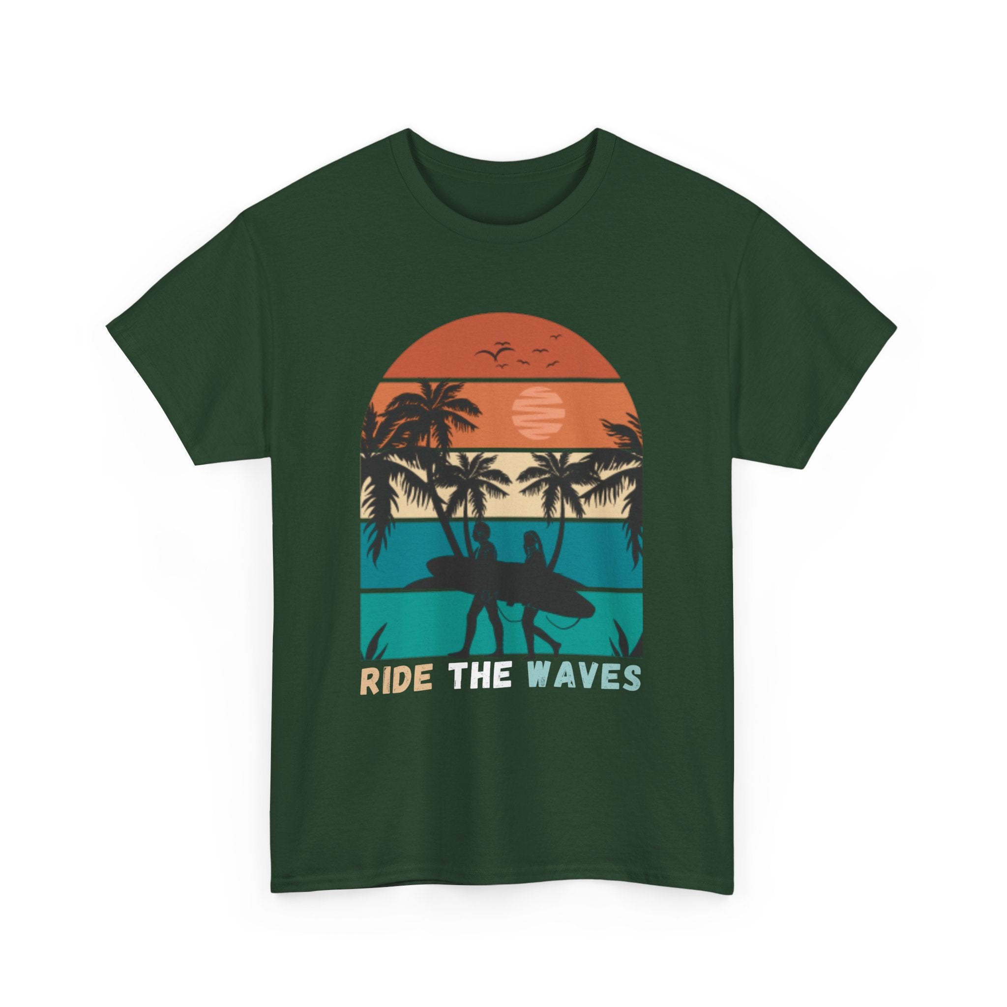 Ride The Waves Unisex Heavy Cotton Tee - Surf Vibe Shirt