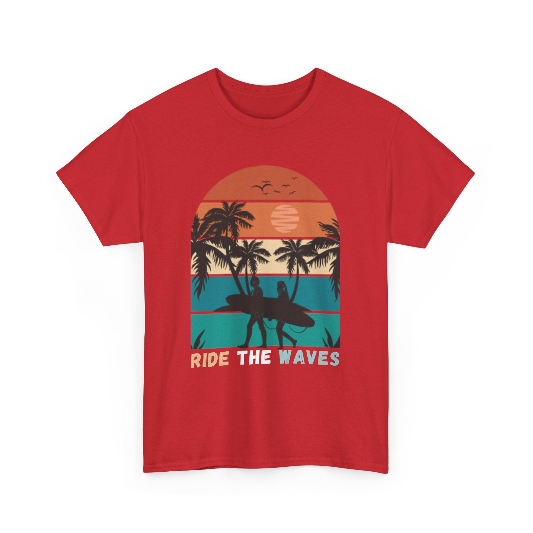Ride The Waves Unisex Heavy Cotton Tee - Surf Vibe Shirt