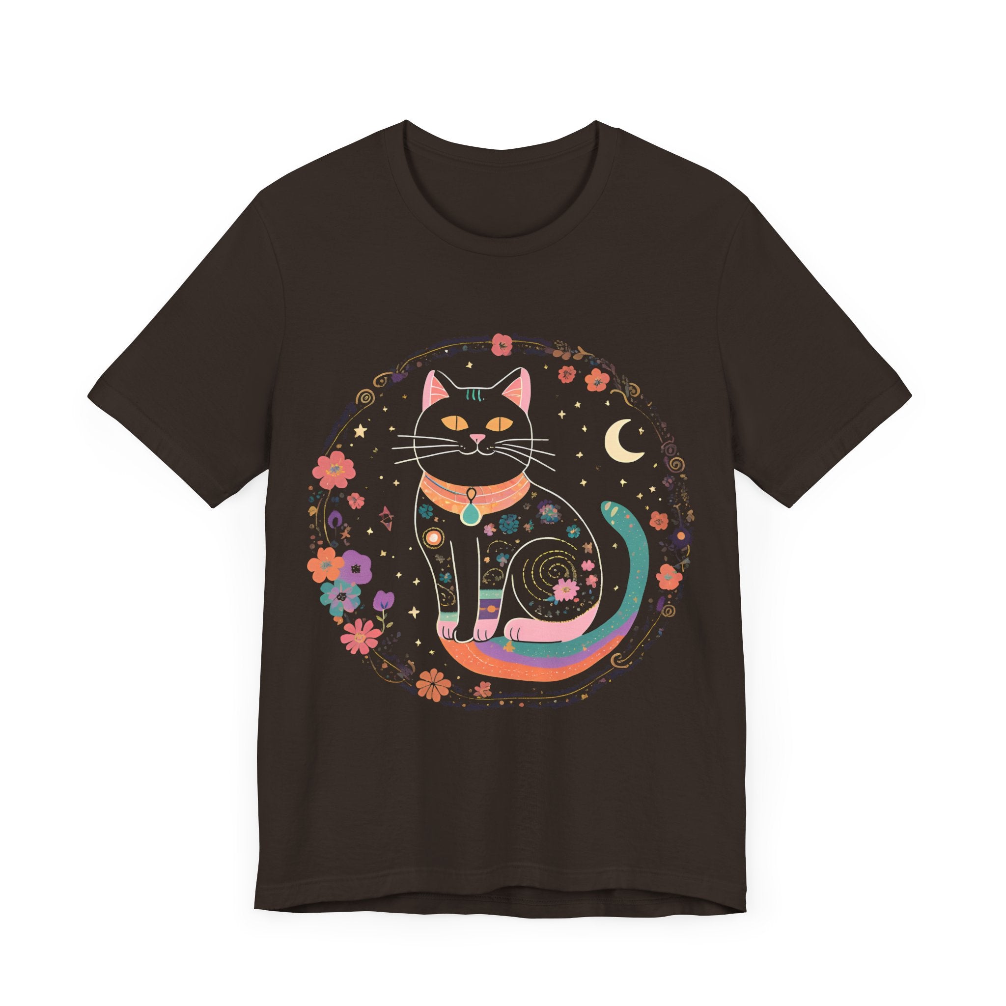 Colorful Cat Graphic Tee - Whimsical Unisex Jersey Shirt for Cat Lovers