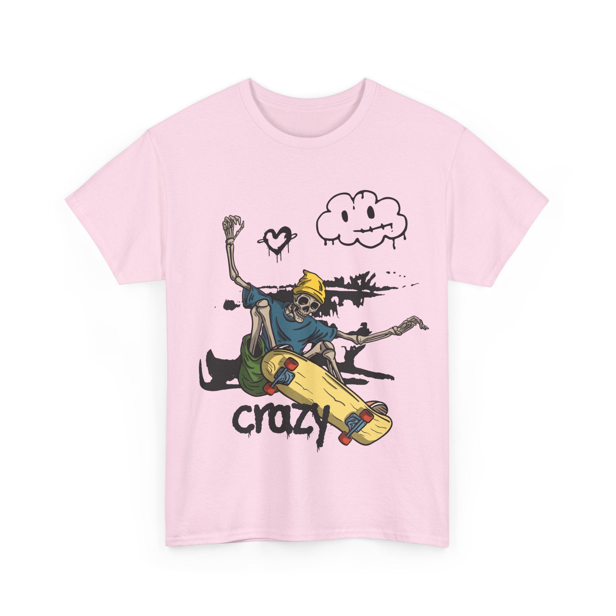 Skateboarder Skeleton - Crazy Vibes Tee for Skate Lovers