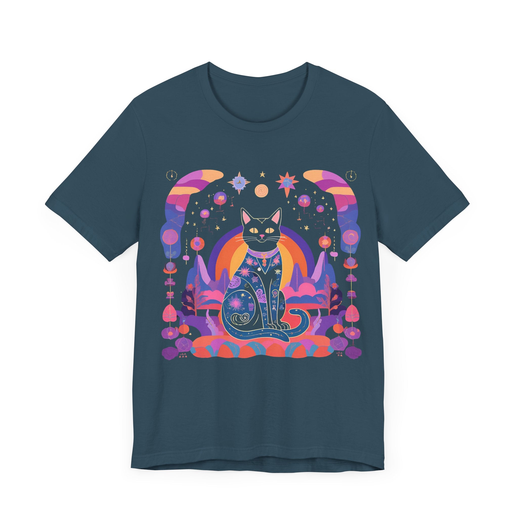Mystical Cat Graphic Tee - Unisex Jersey Short Sleeve T-Shirt