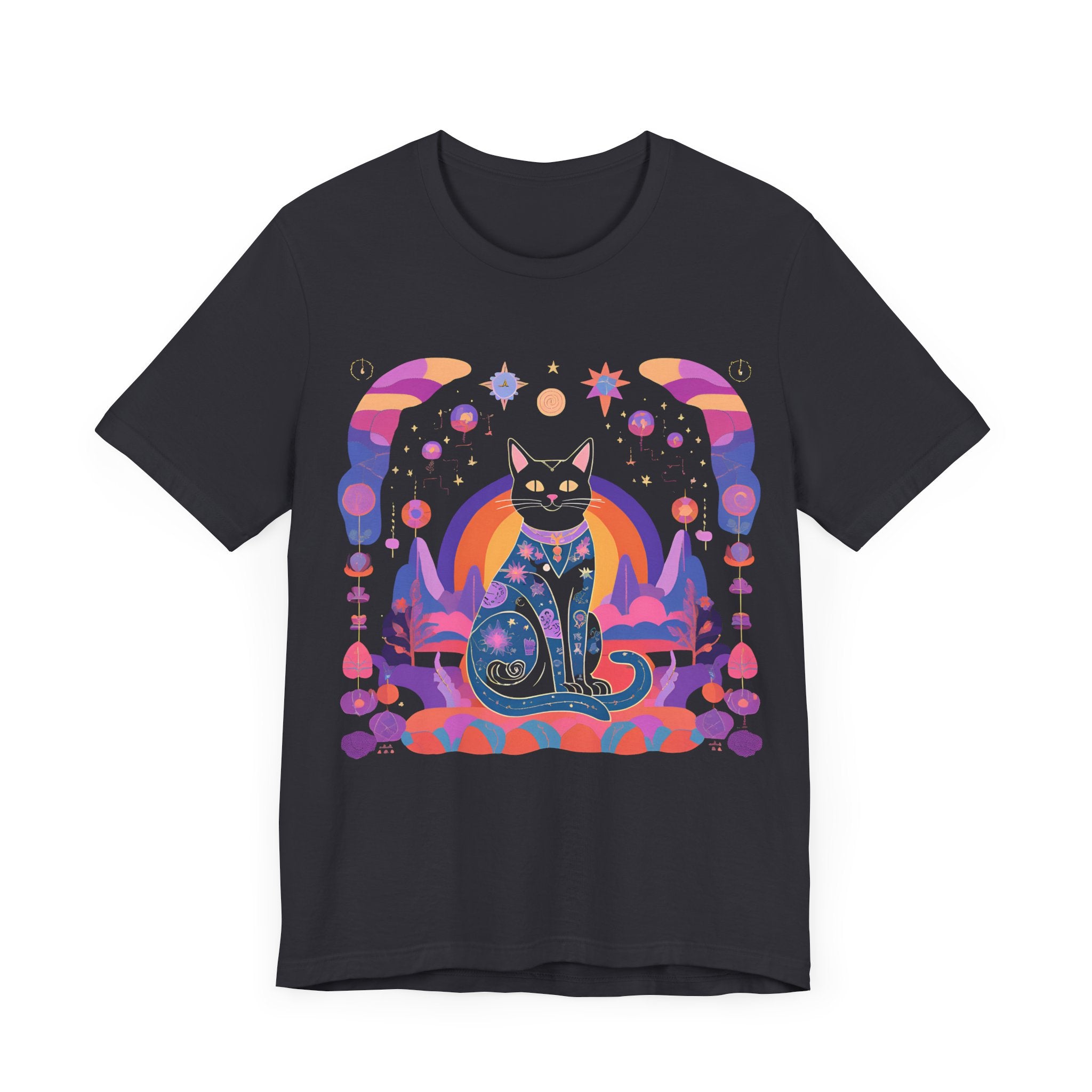 Mystical Cat Graphic Tee - Unisex Jersey Short Sleeve T-Shirt
