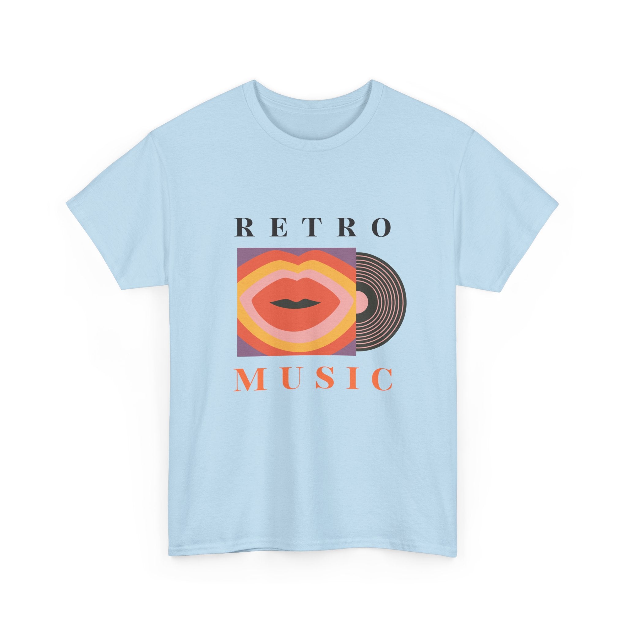 Retro Music Unisex Heavy Cotton Tee - Vintage Vinyl Design