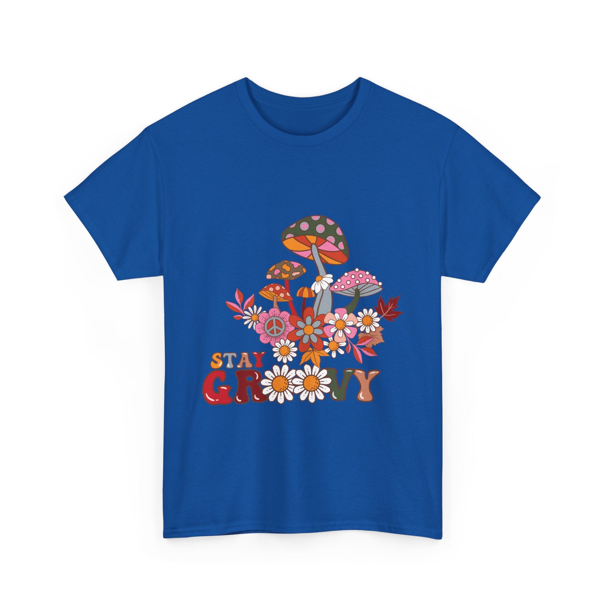 Stay Groovy Unisex Heavy Cotton Tee - Retro Mushroom Vibes