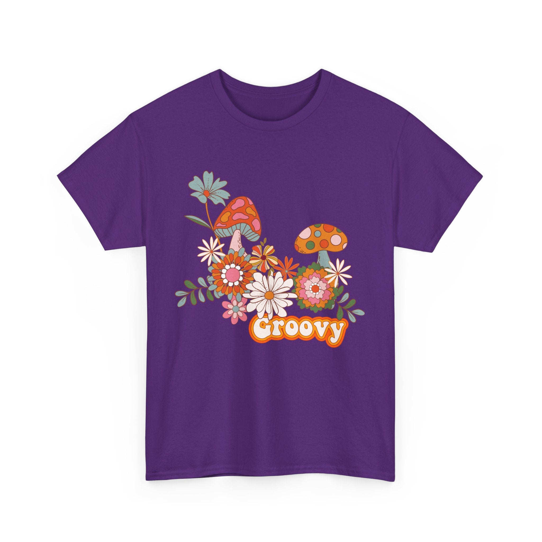 Groovy Floral Unisex Heavy Cotton Tee - Retro Summer Vibes