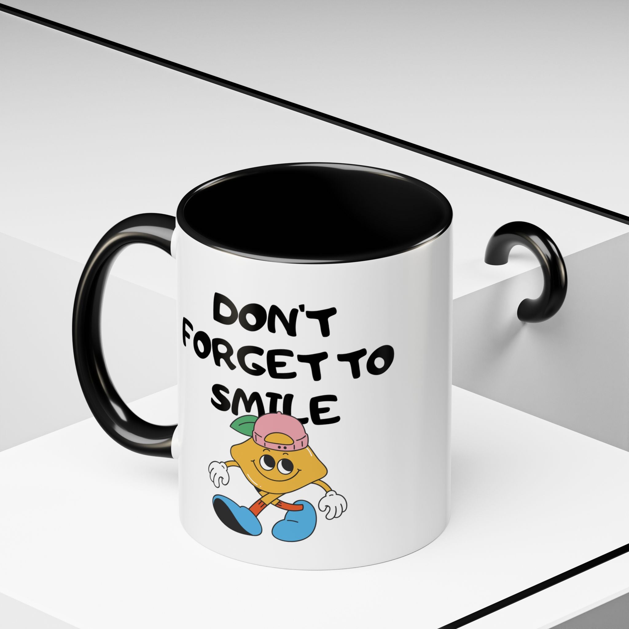 Don’t Forget to Smile Accent Coffee Mug - Fun Motivational 11oz & 15oz