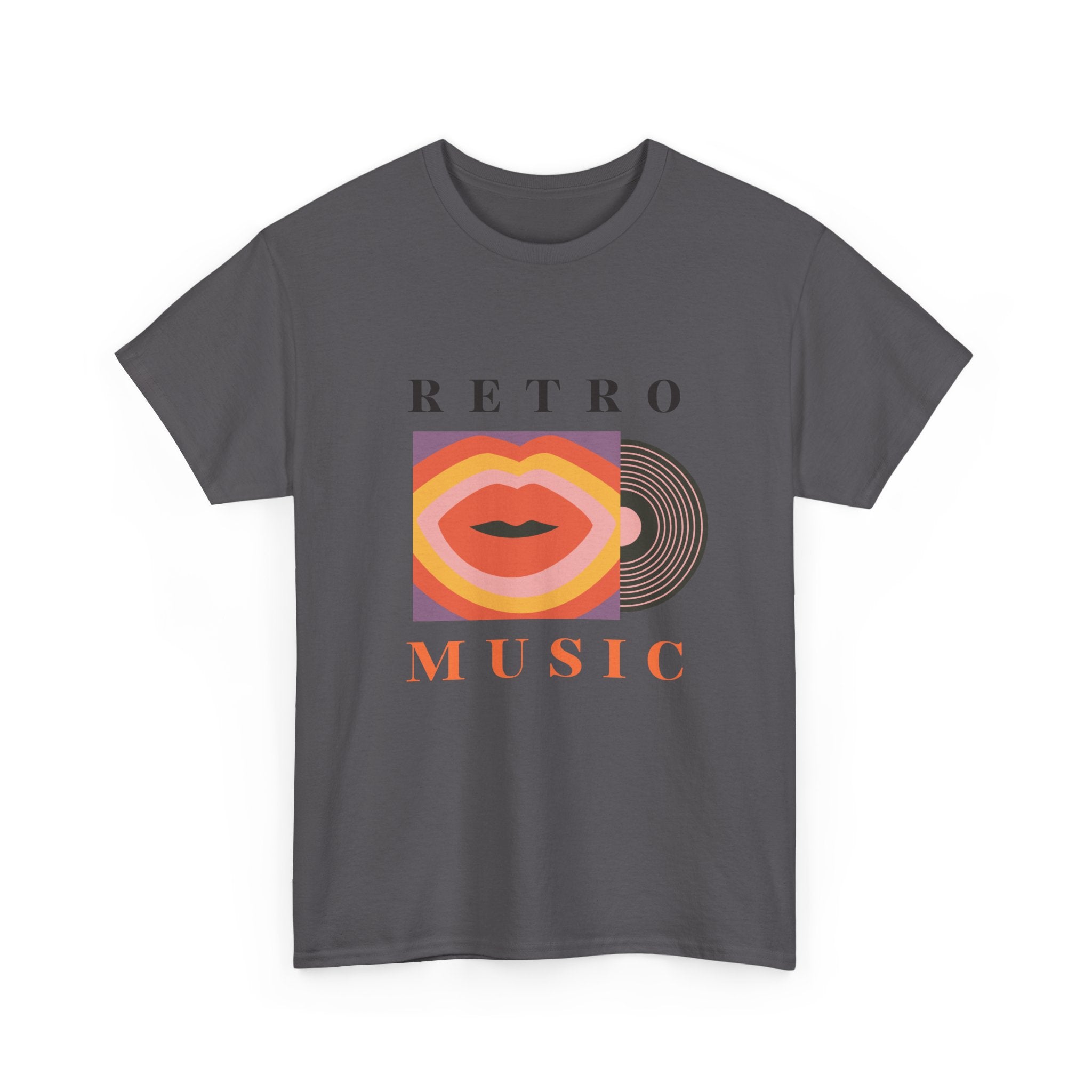 Retro Music Unisex Heavy Cotton Tee - Vintage Vinyl Design