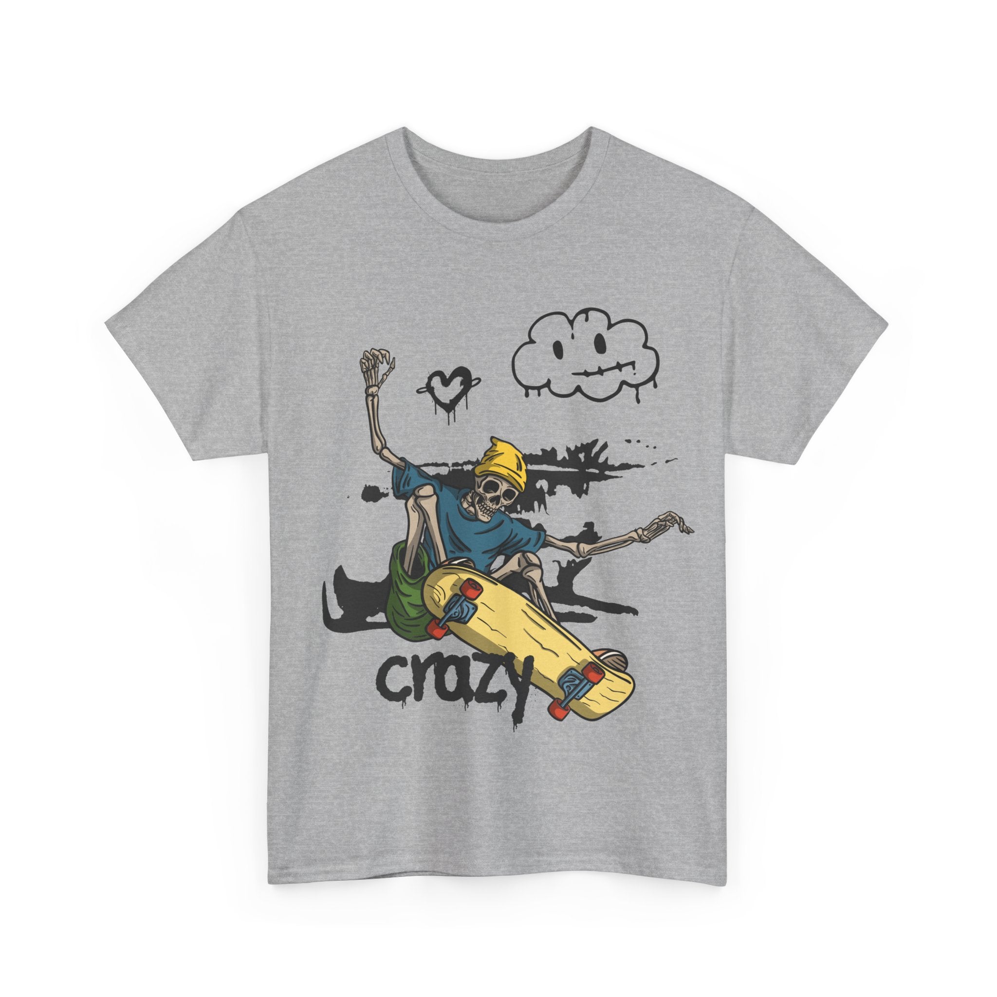 Skateboarder Skeleton - Crazy Vibes Tee for Skate Lovers