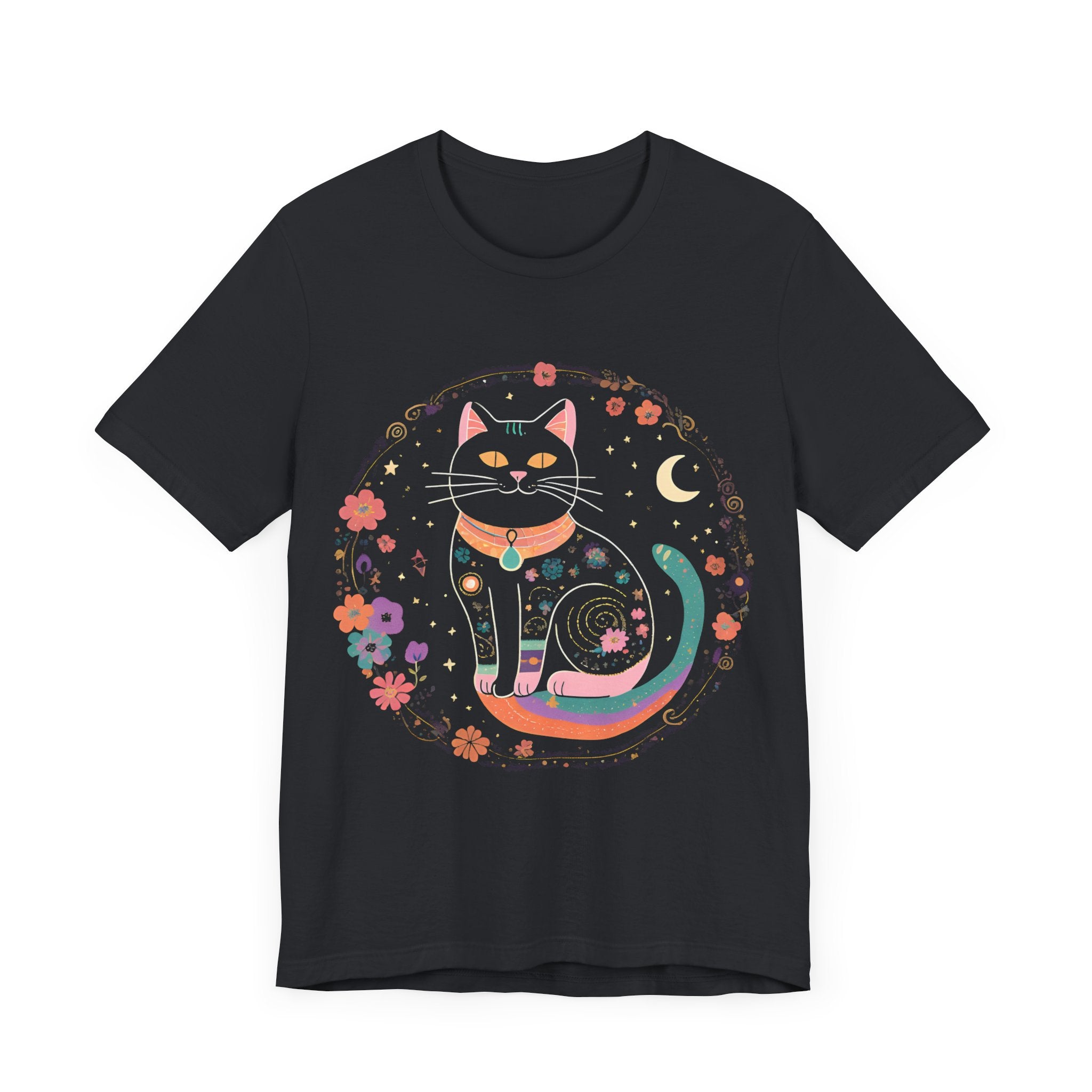 Colorful Cat Graphic Tee - Whimsical Unisex Jersey Shirt for Cat Lovers