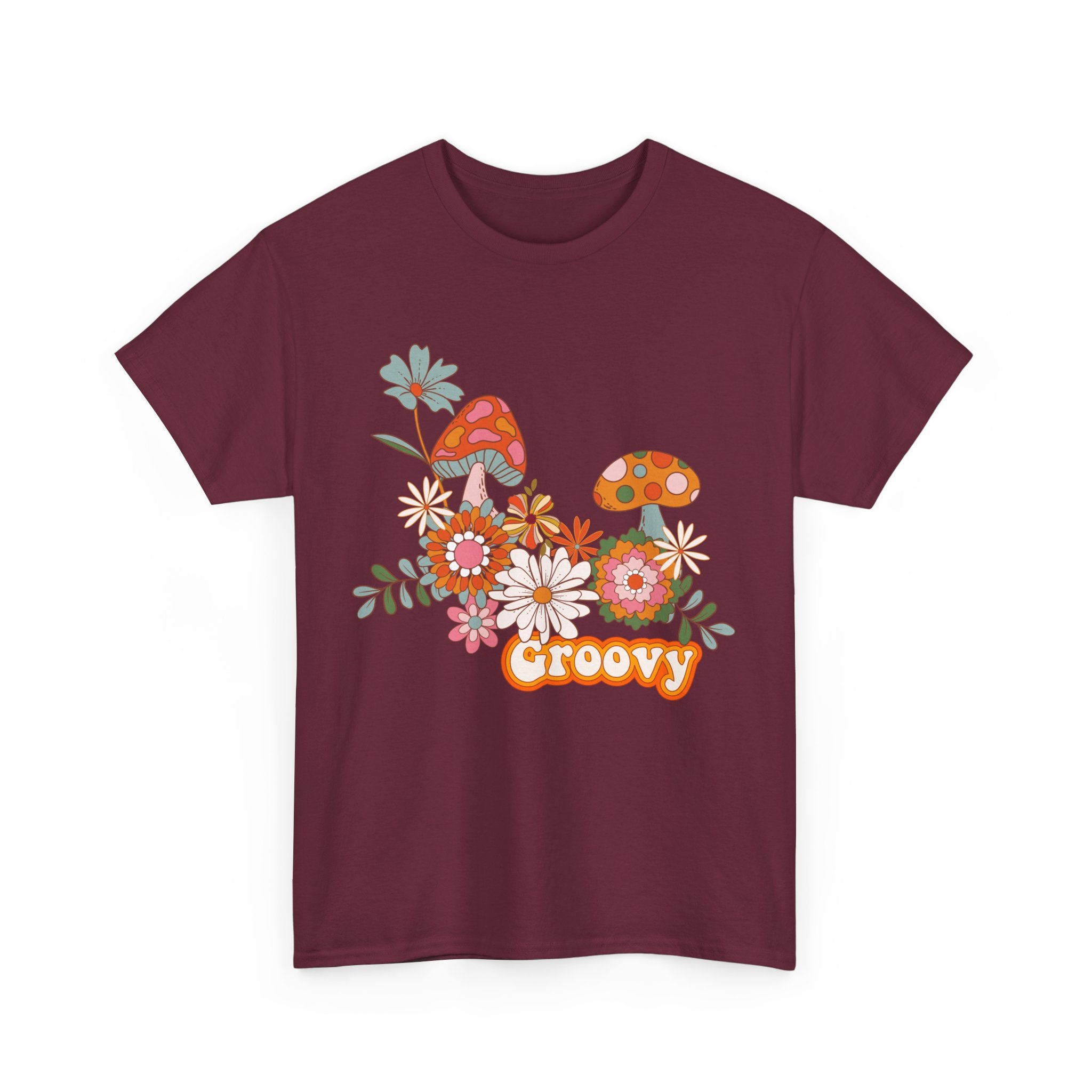 Groovy Floral Unisex Heavy Cotton Tee - Retro Summer Vibes