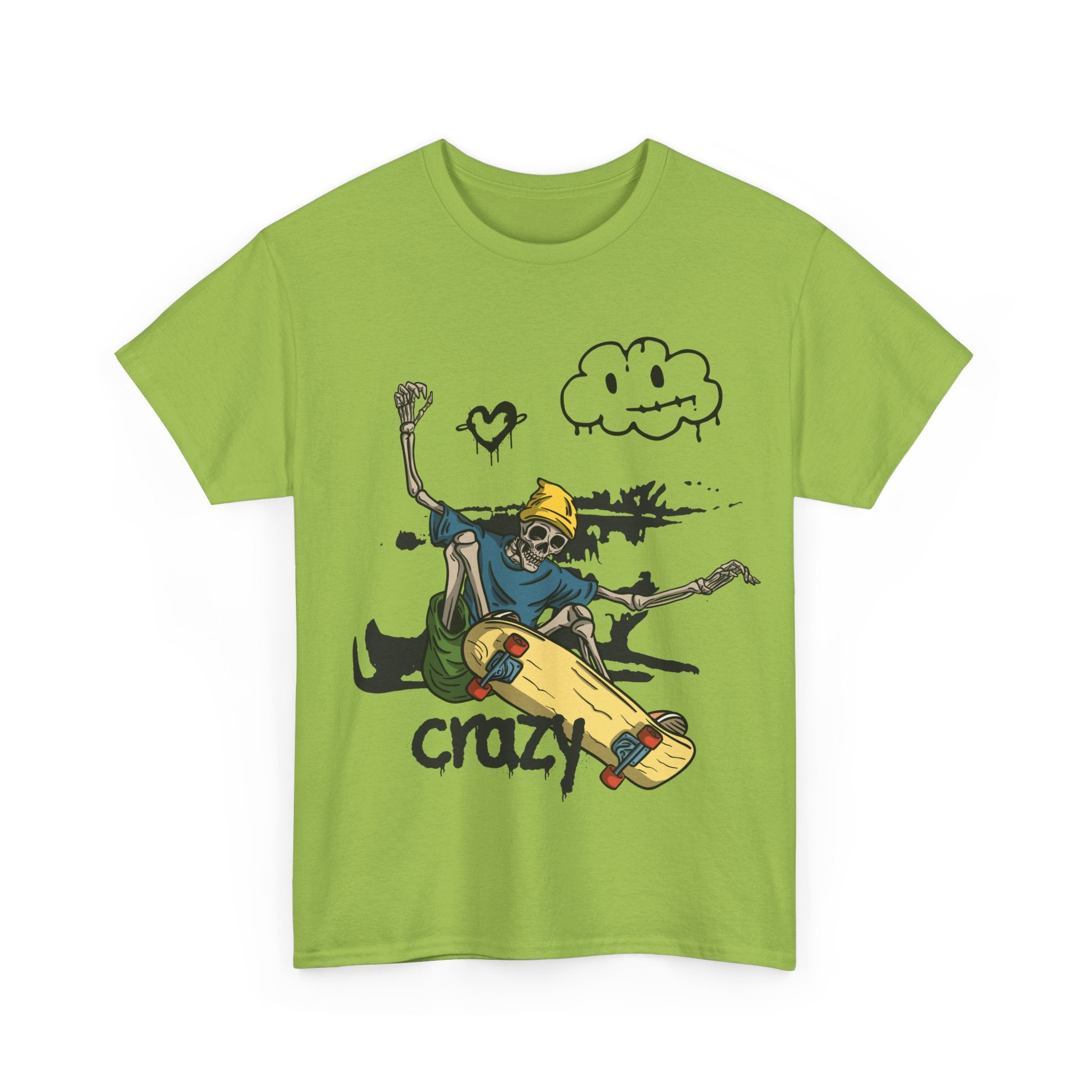 Skateboarder Skeleton - Crazy Vibes Tee for Skate Lovers
