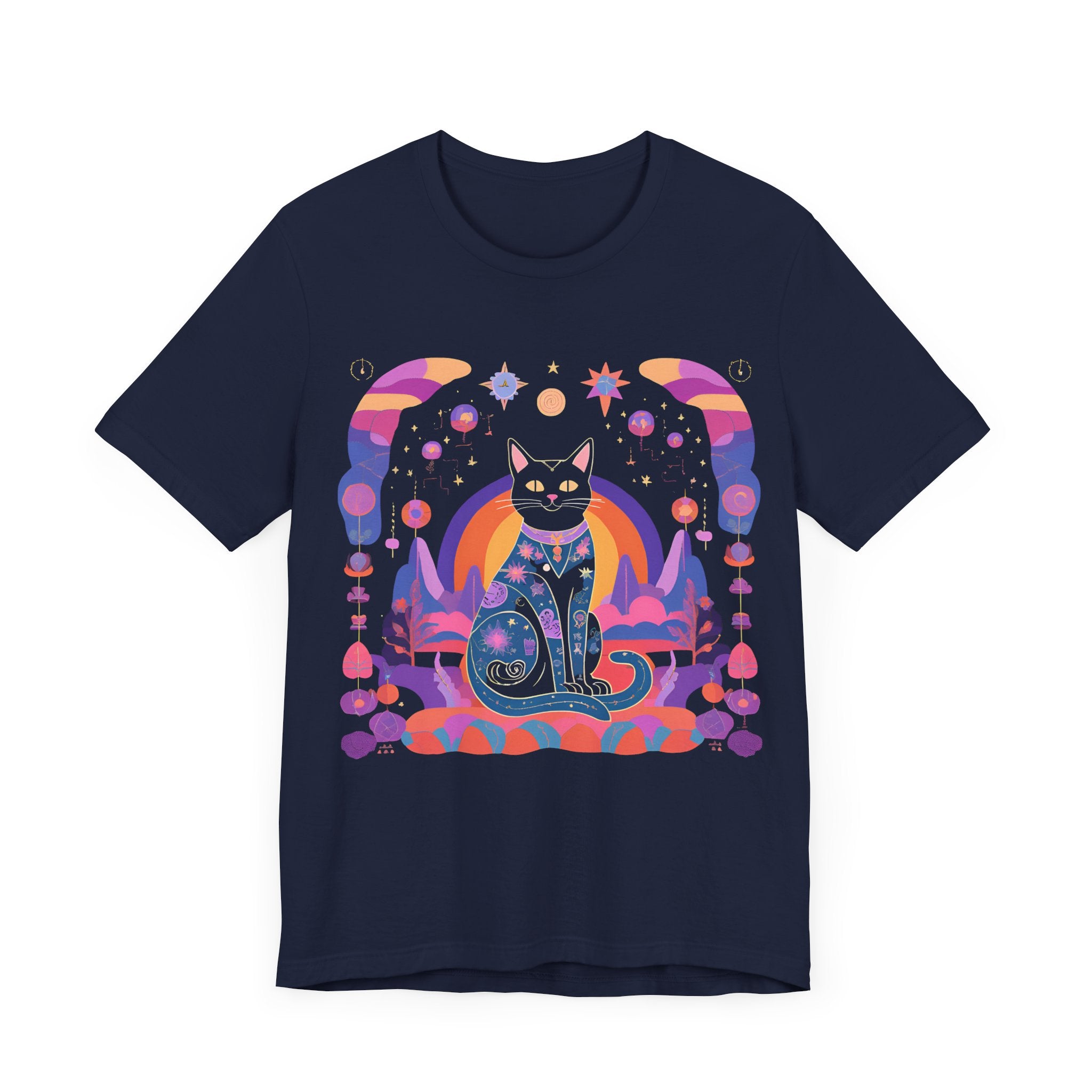 Mystical Cat Graphic Tee - Unisex Jersey Short Sleeve T-Shirt