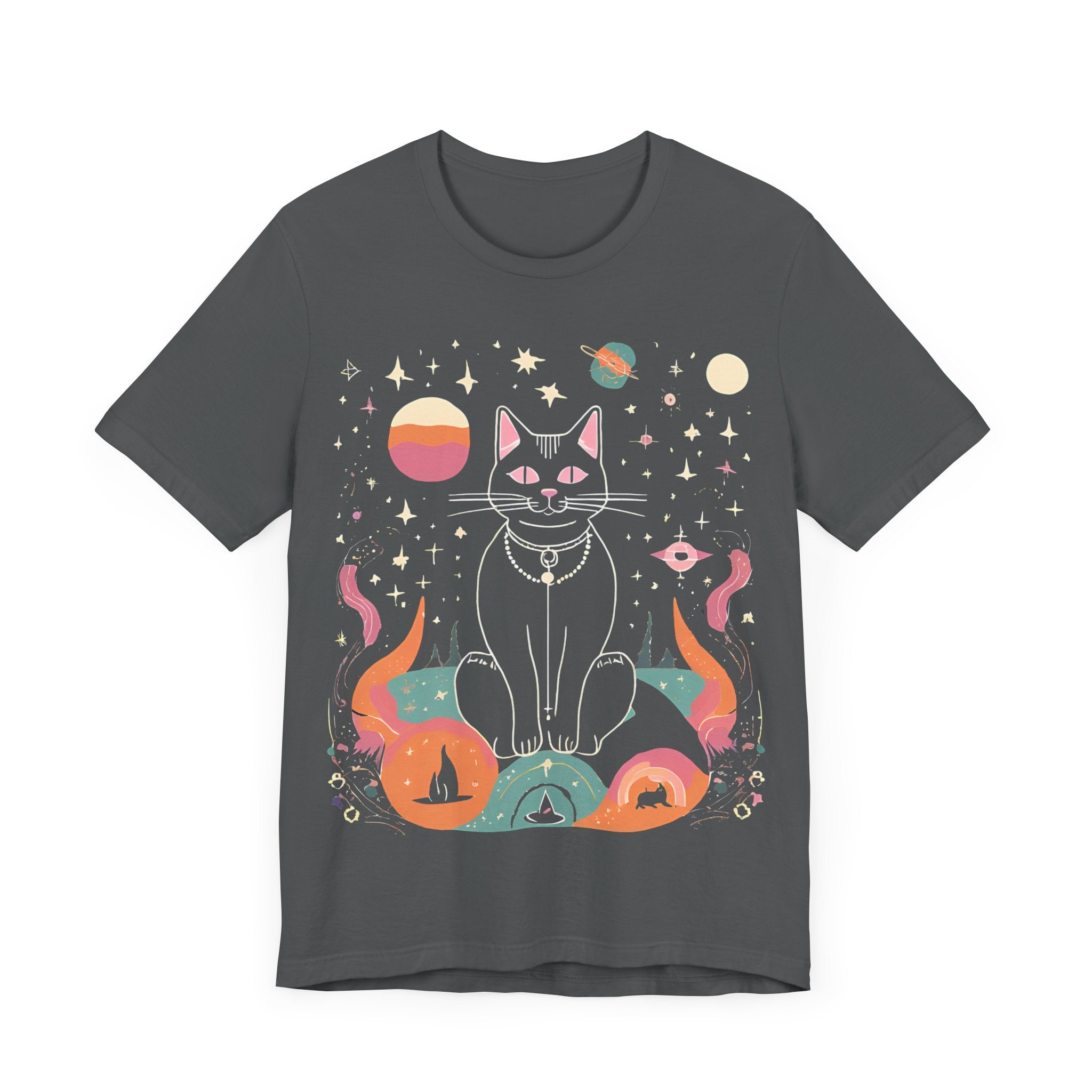Cosmic Cat Unisex Jersey Tee - Celestial Universe Design