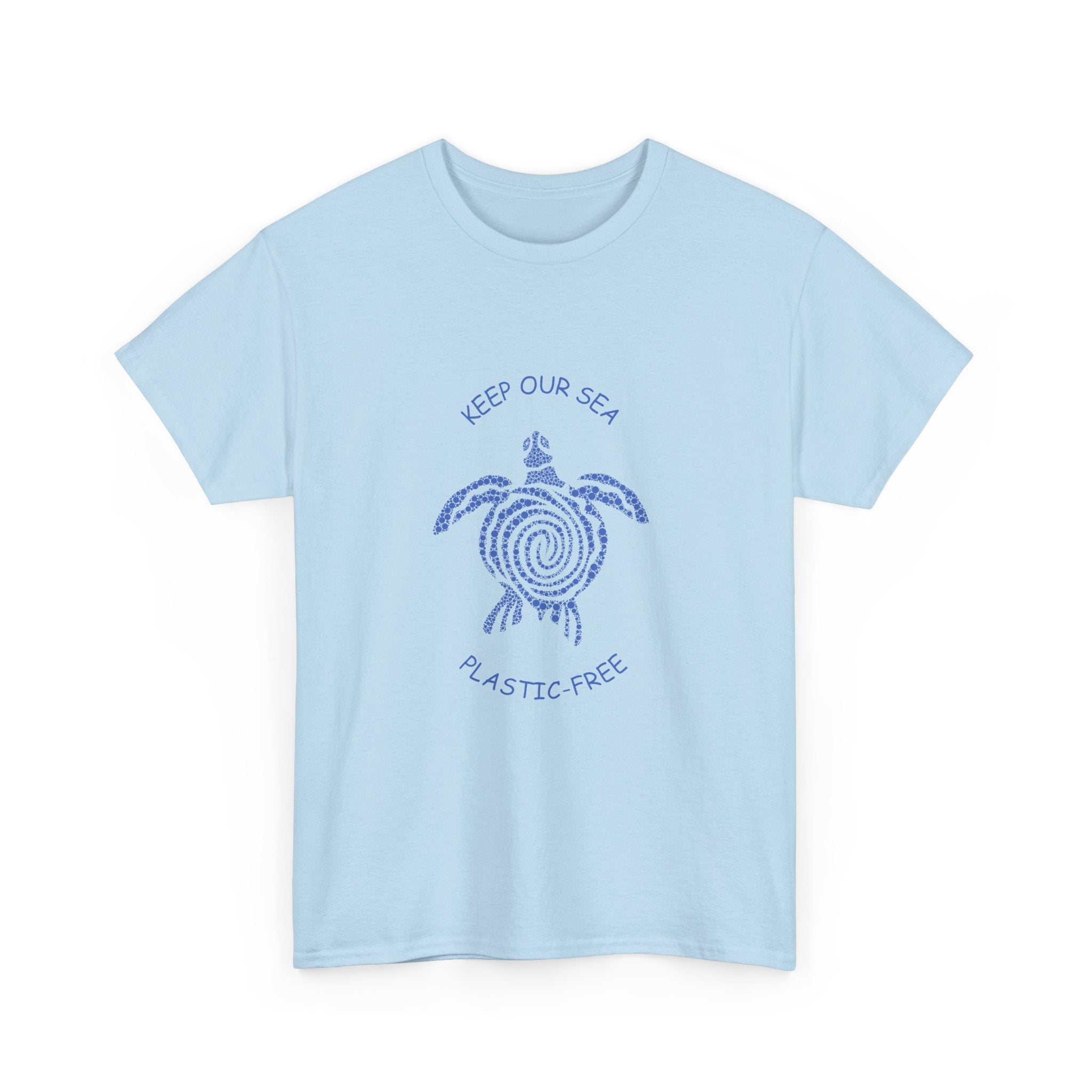 "Keep Our Sea Plastic-Free" Graphic. Eco-Friendly Unisex Cotton Tee