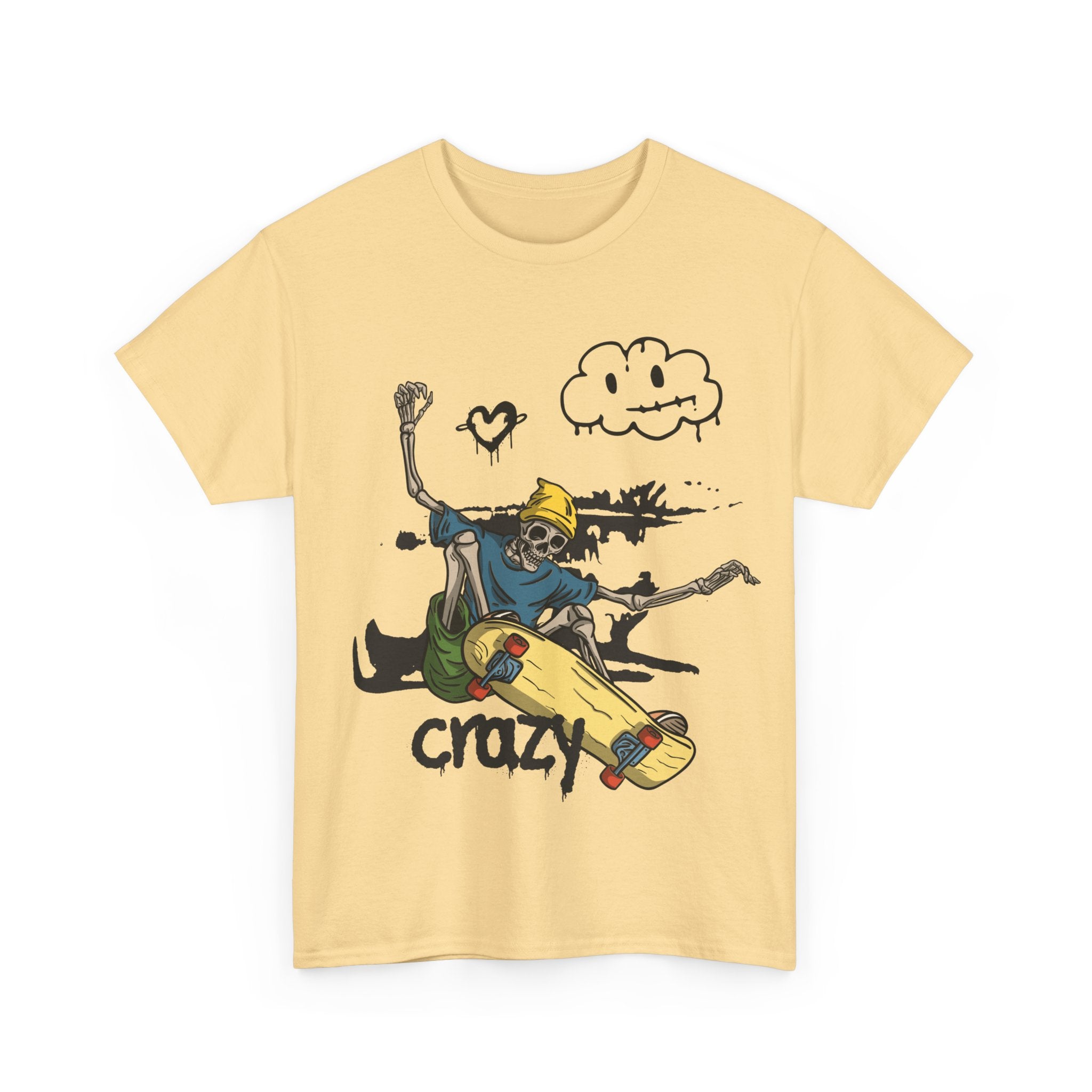 Skateboarder Skeleton - Crazy Vibes Tee for Skate Lovers