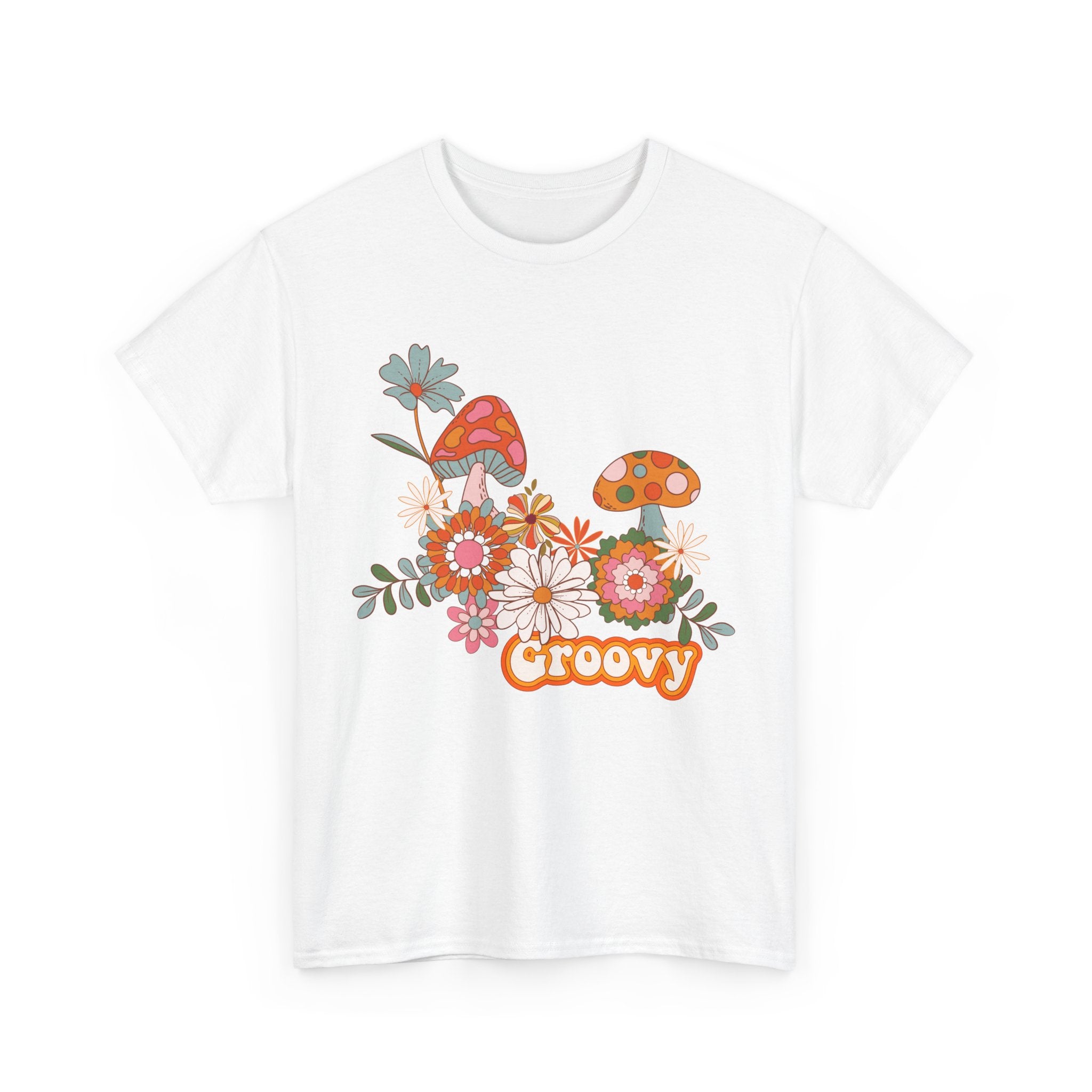 Groovy Floral Unisex Heavy Cotton Tee - Retro Summer Vibes