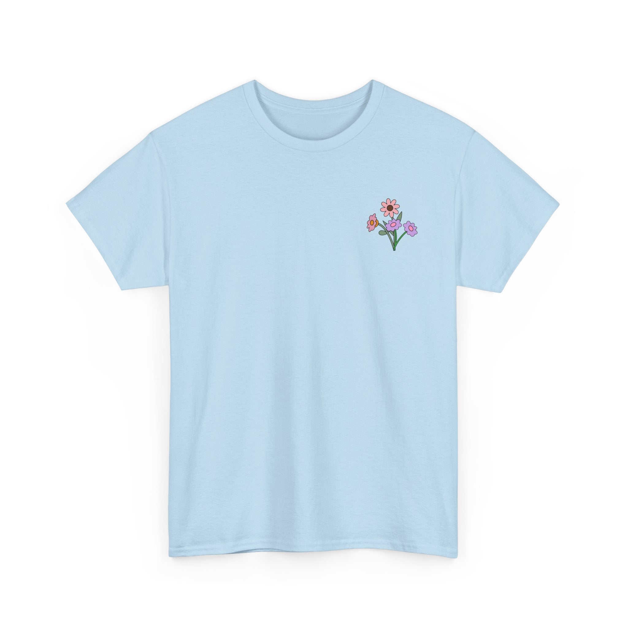 Floral Embroidered Unisex Heavy Cotton Tee - Comfortable Casual Wear