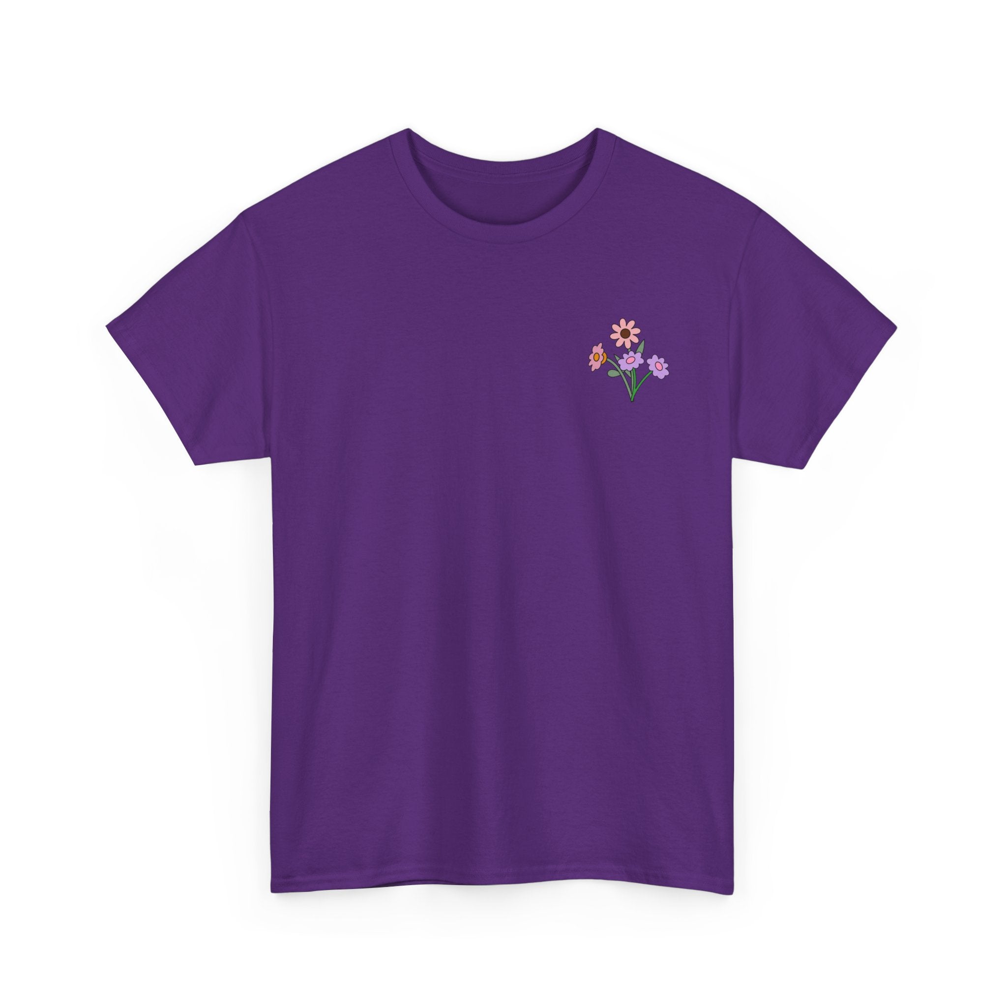 Floral Embroidered Unisex Heavy Cotton Tee - Comfortable Casual Wear
