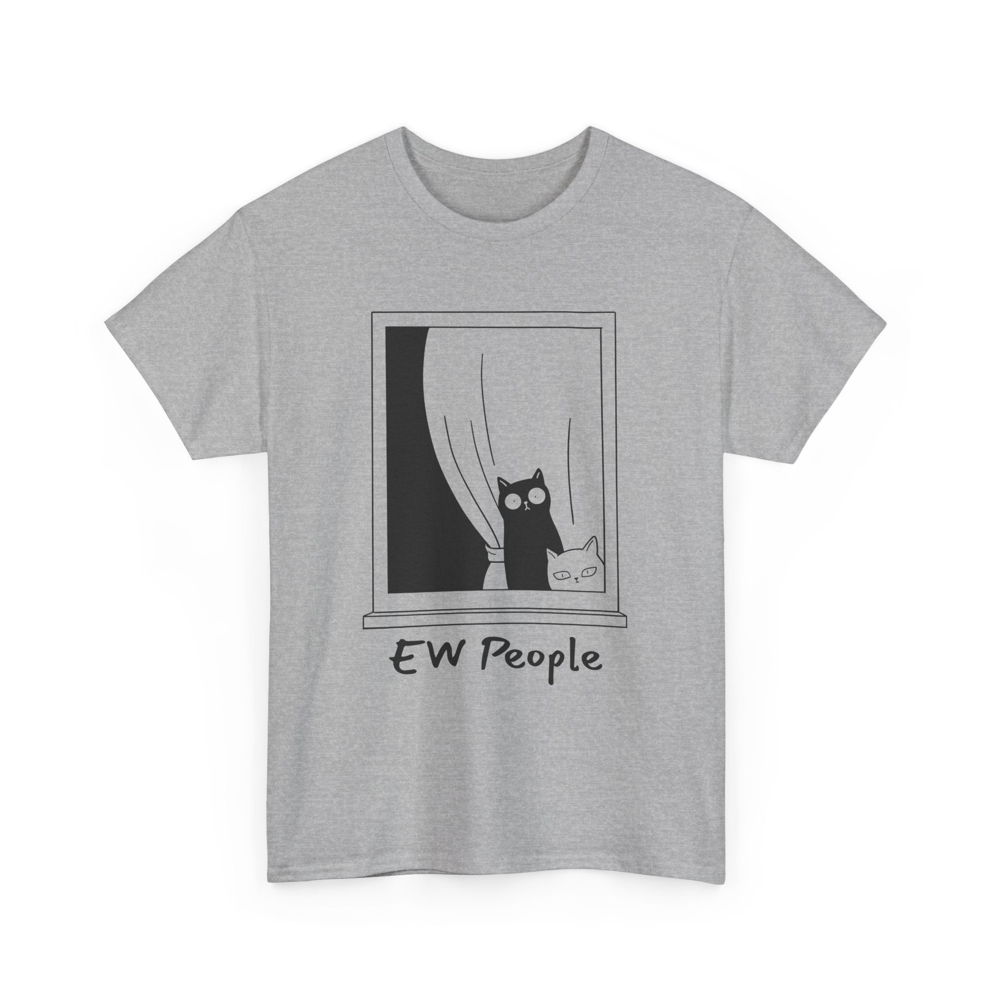 Funny Cat Tee "EW People" Unisex Heavy Cotton Shirt for Cat Lovers