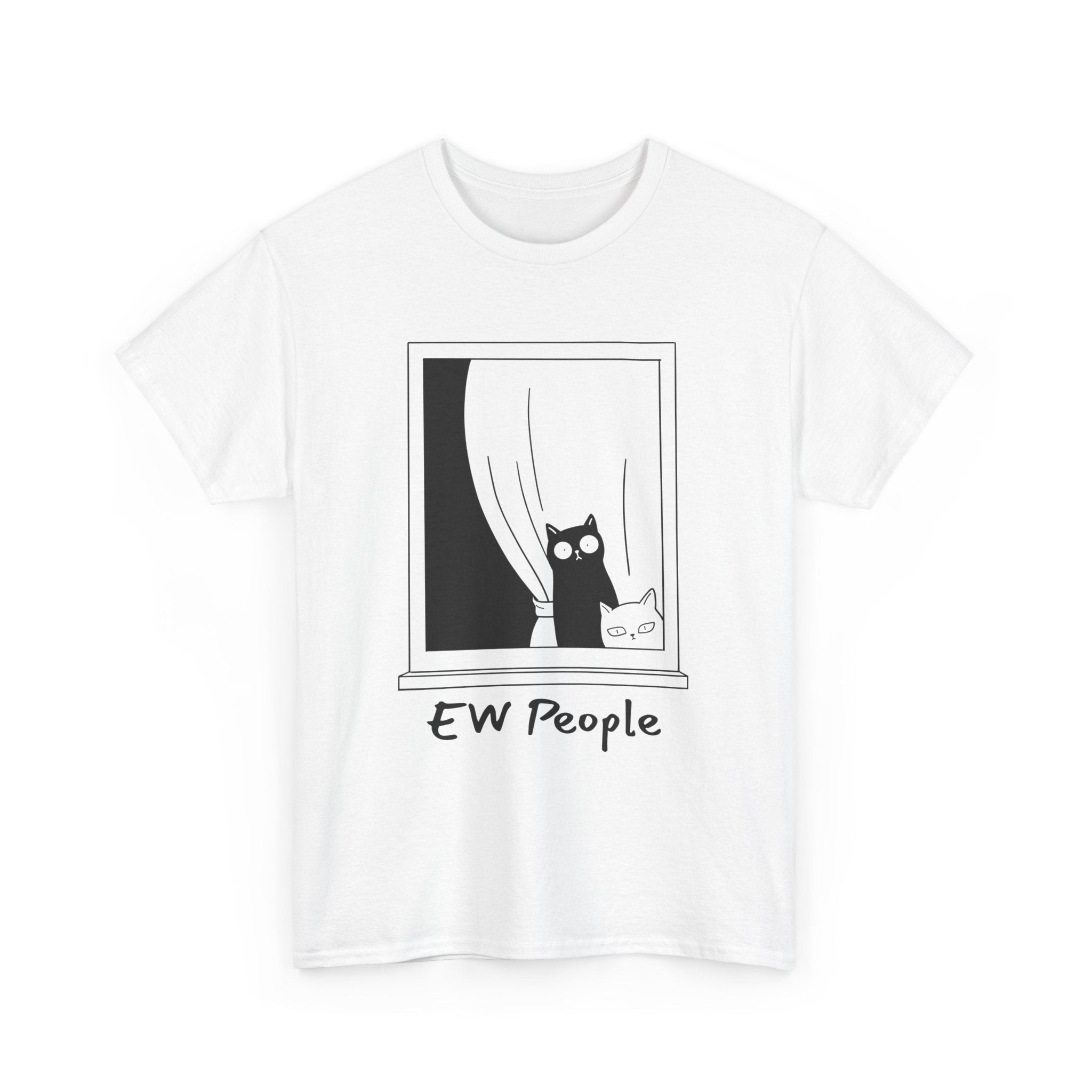 Funny Cat Tee "EW People" Unisex Heavy Cotton Shirt for Cat Lovers