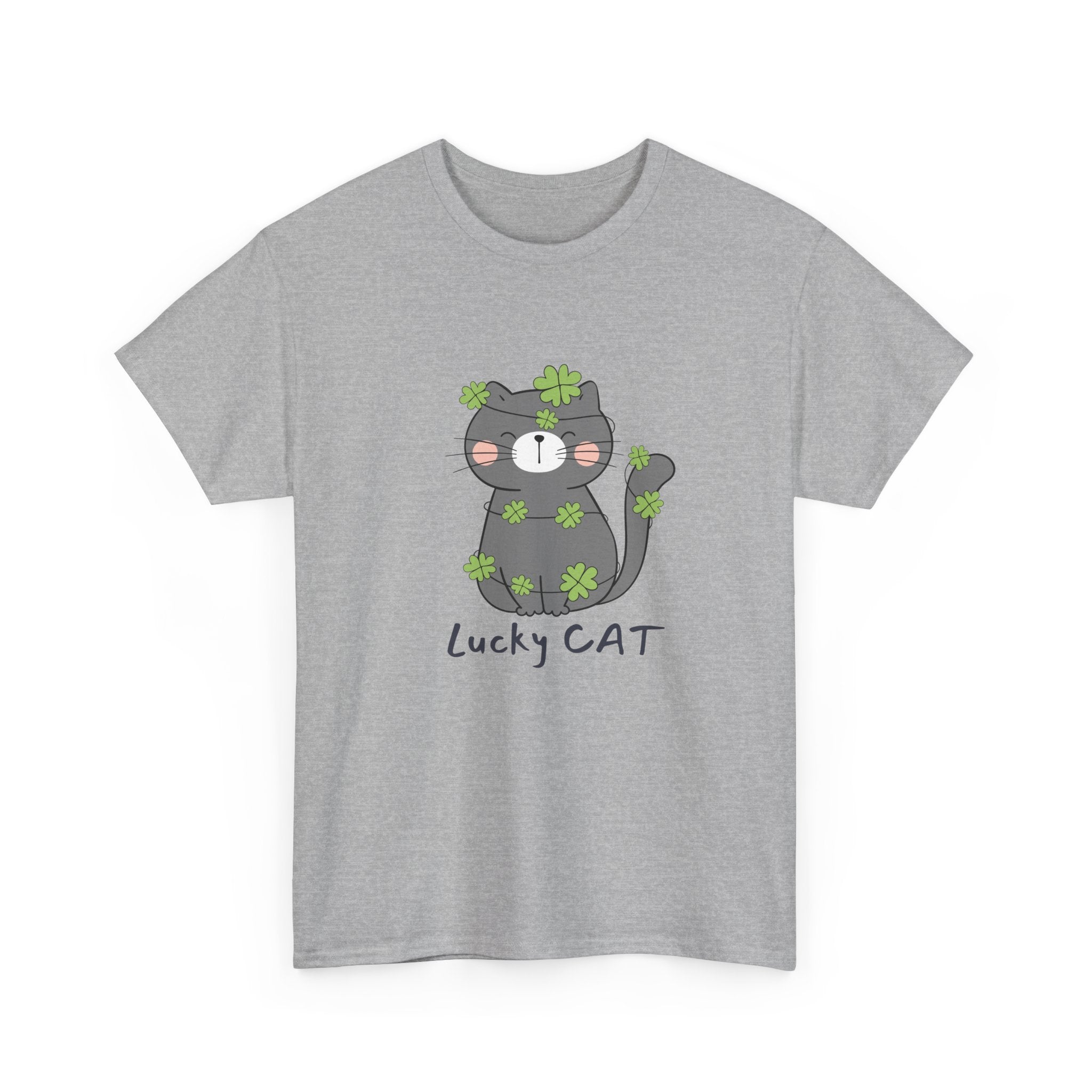 Lucky Cat Heavy Cotton Tee – Cute St. Patrick's Day Shirt