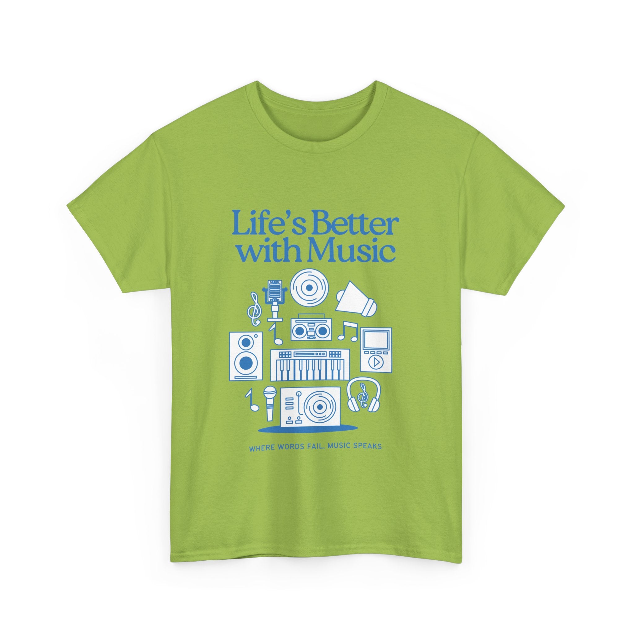 "Life's Better with Music" Music Lovers Unisex Heavy Cotton Tee -
