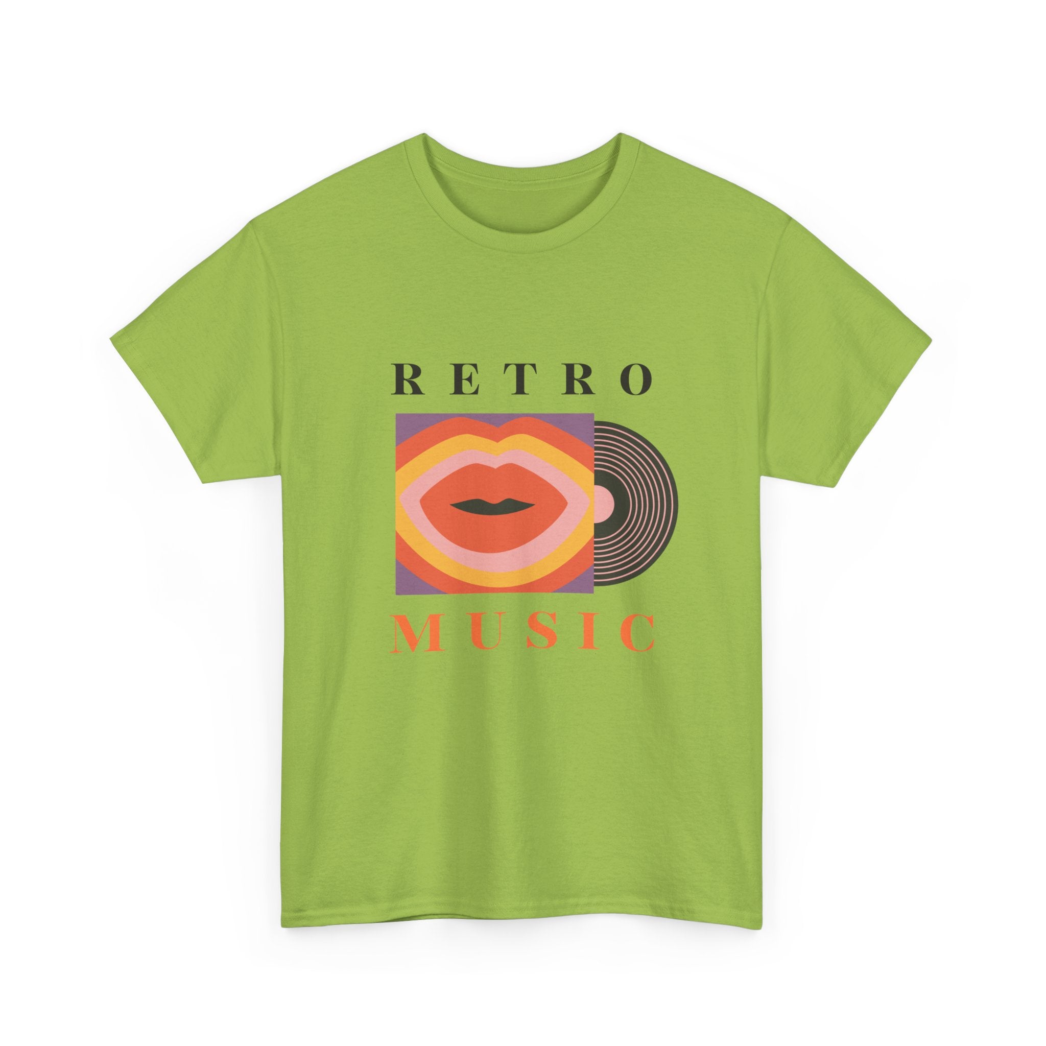 Retro Music Unisex Heavy Cotton Tee - Vintage Vinyl Design