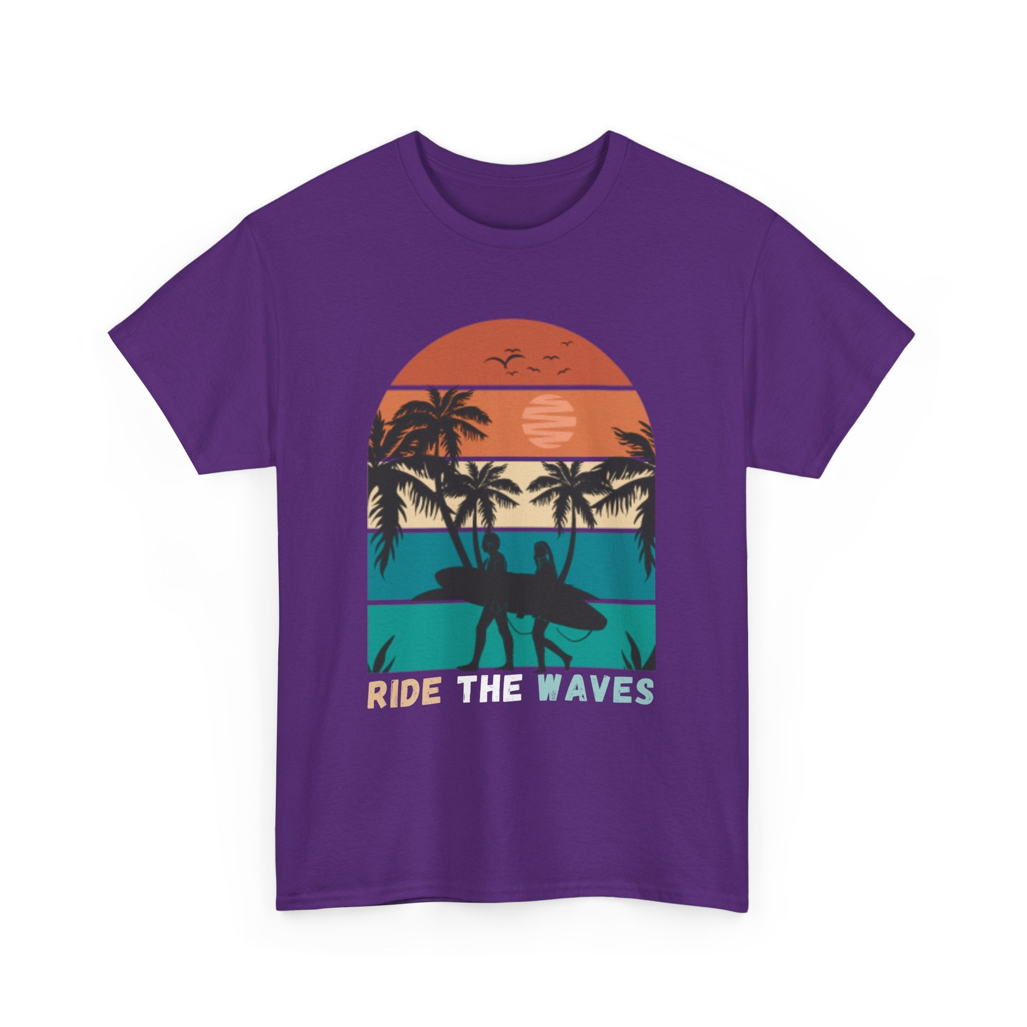Ride The Waves Unisex Heavy Cotton Tee - Surf Vibe Shirt