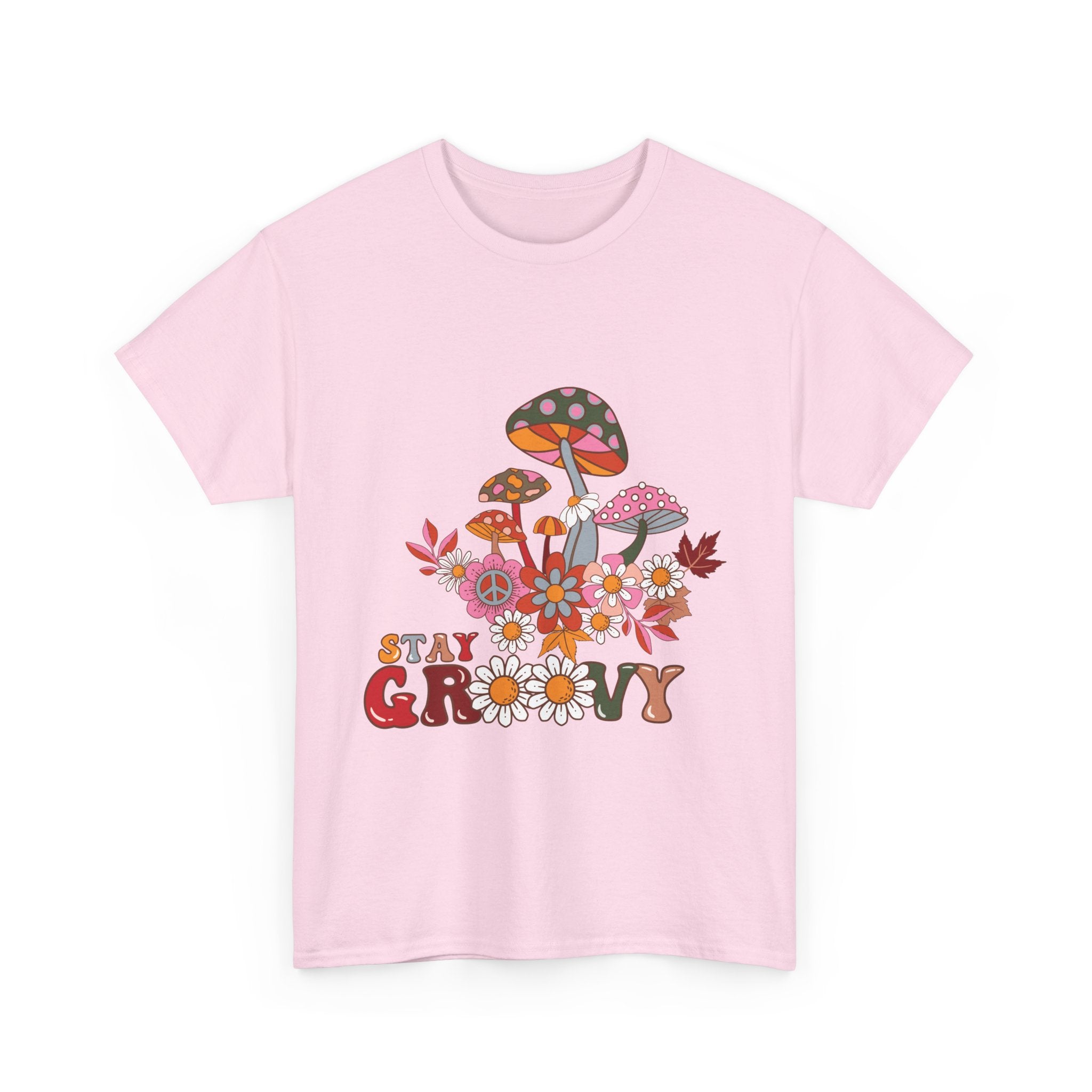 Stay Groovy Unisex Heavy Cotton Tee - Retro Mushroom Vibes