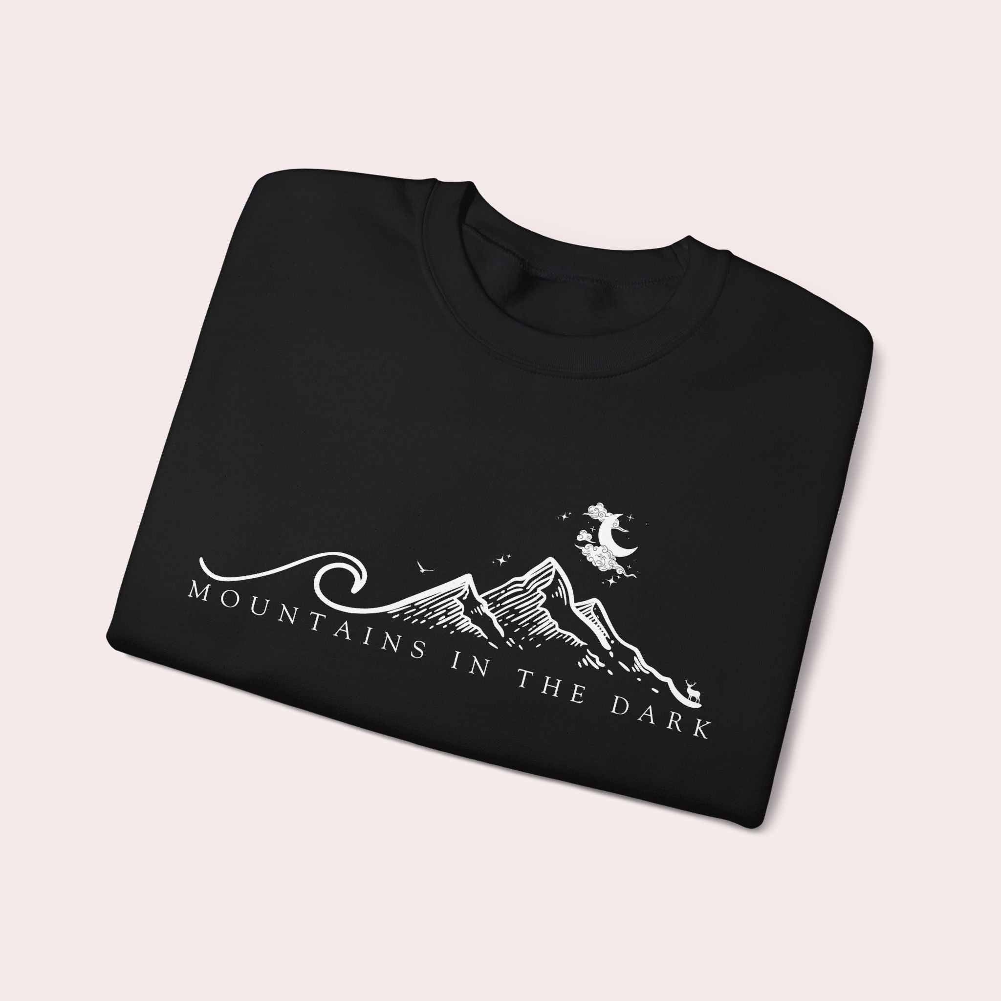 Mountain in the dark Themed - Crewneck Sweatshirt for Adventurers