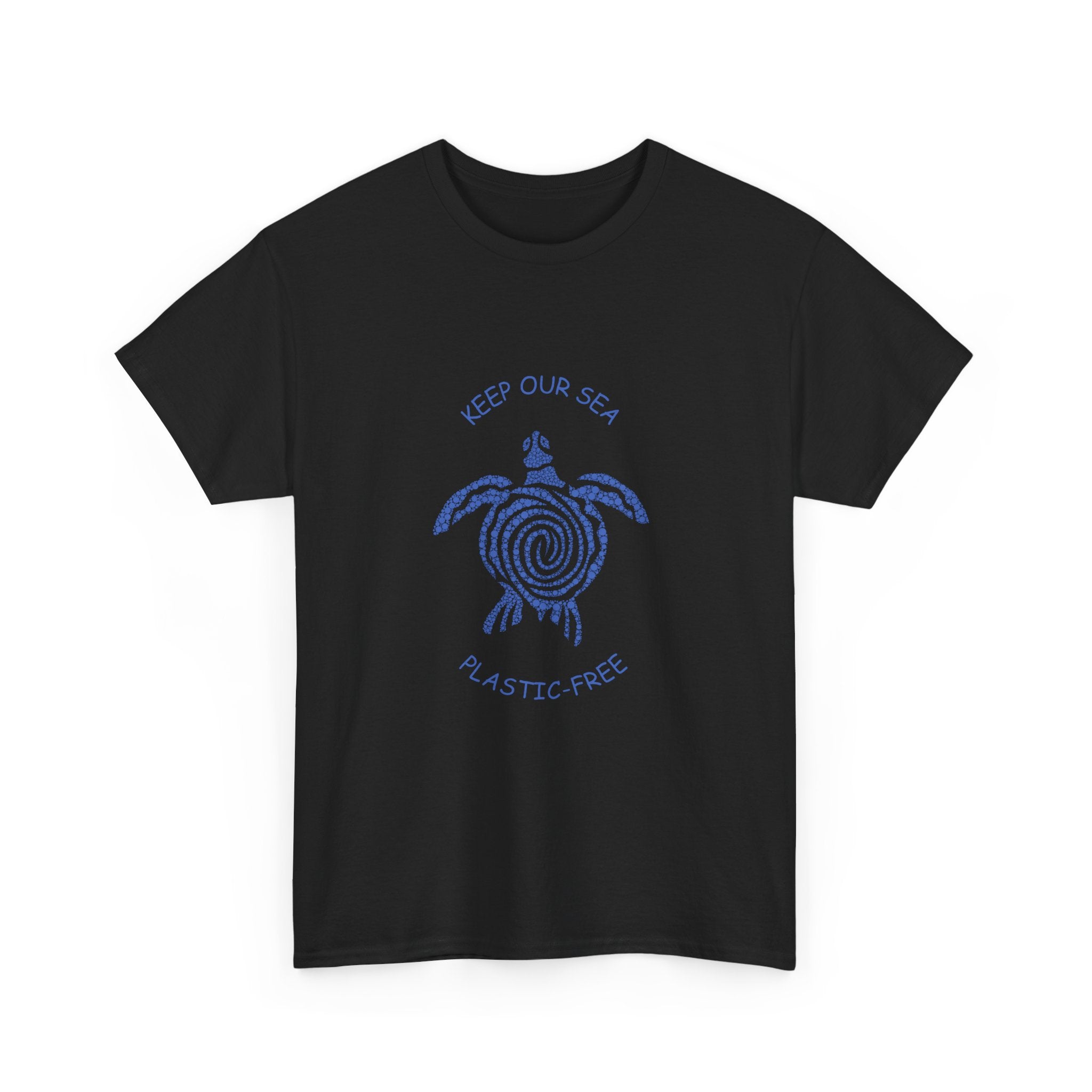 "Keep Our Sea Plastic-Free" Graphic. Eco-Friendly Unisex Cotton Tee