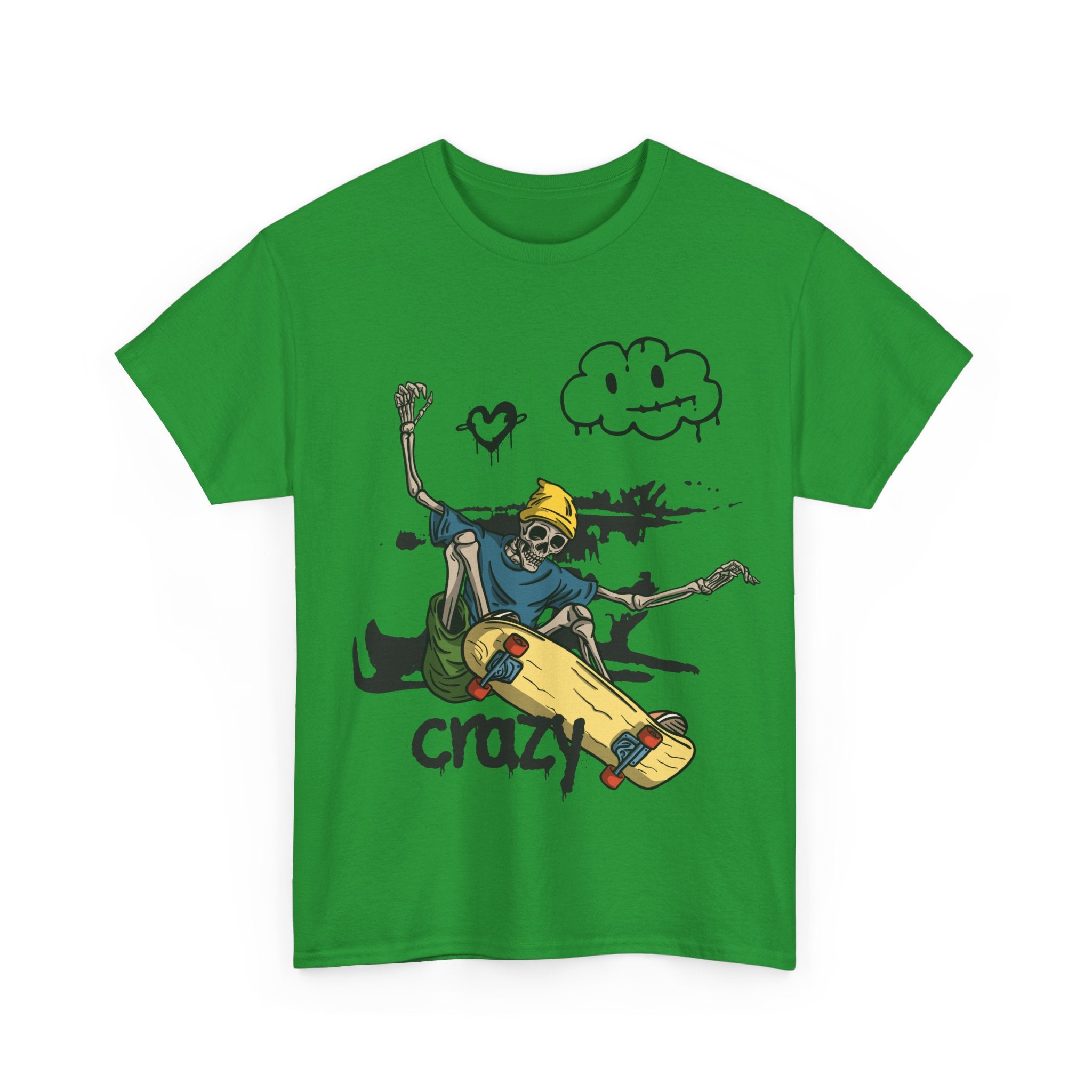 Skateboarder Skeleton - Crazy Vibes Tee for Skate Lovers