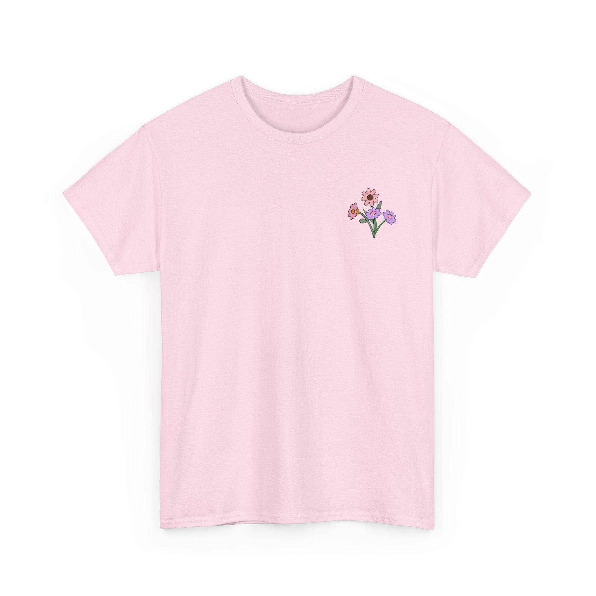 Floral Embroidered Unisex Heavy Cotton Tee - Comfortable Casual Wear