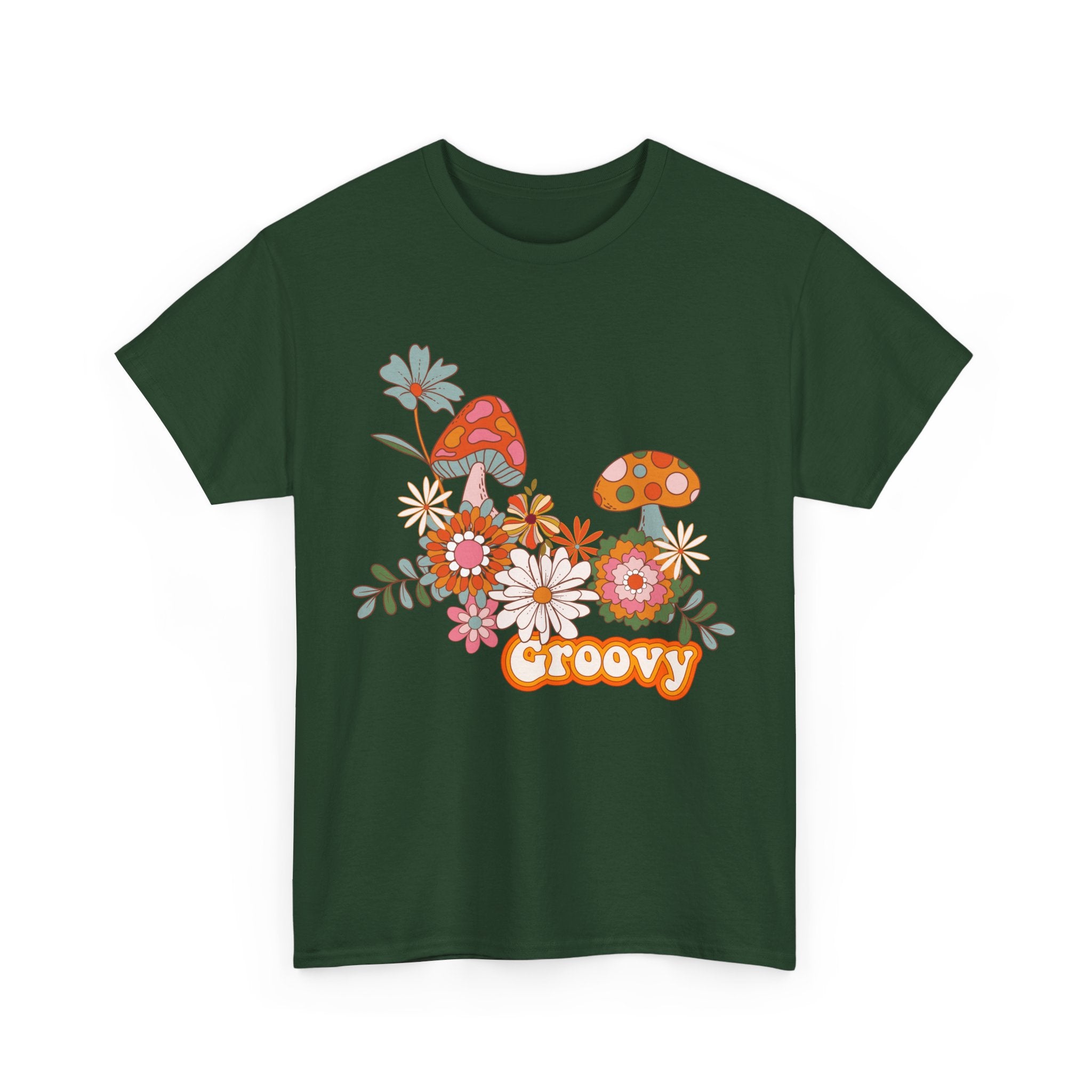 Groovy Floral Unisex Heavy Cotton Tee - Retro Summer Vibes