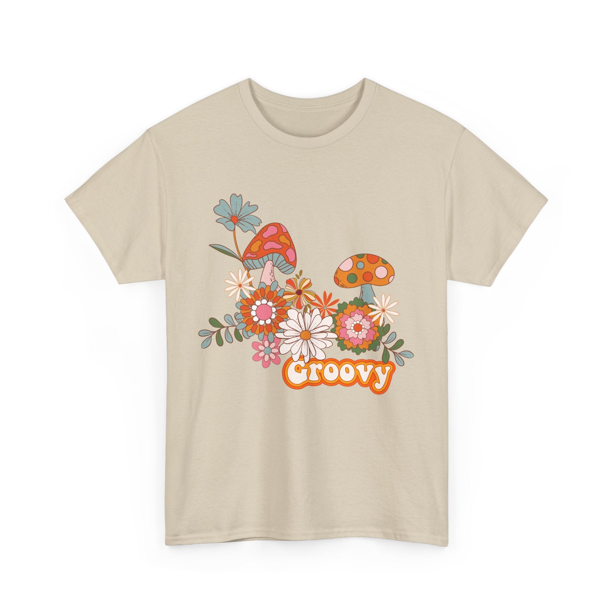 Groovy Floral Unisex Heavy Cotton Tee - Retro Summer Vibes