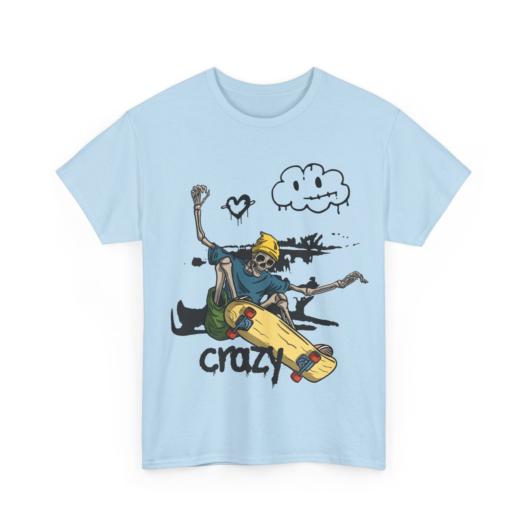 Skateboarder Skeleton - Crazy Vibes Tee for Skate Lovers