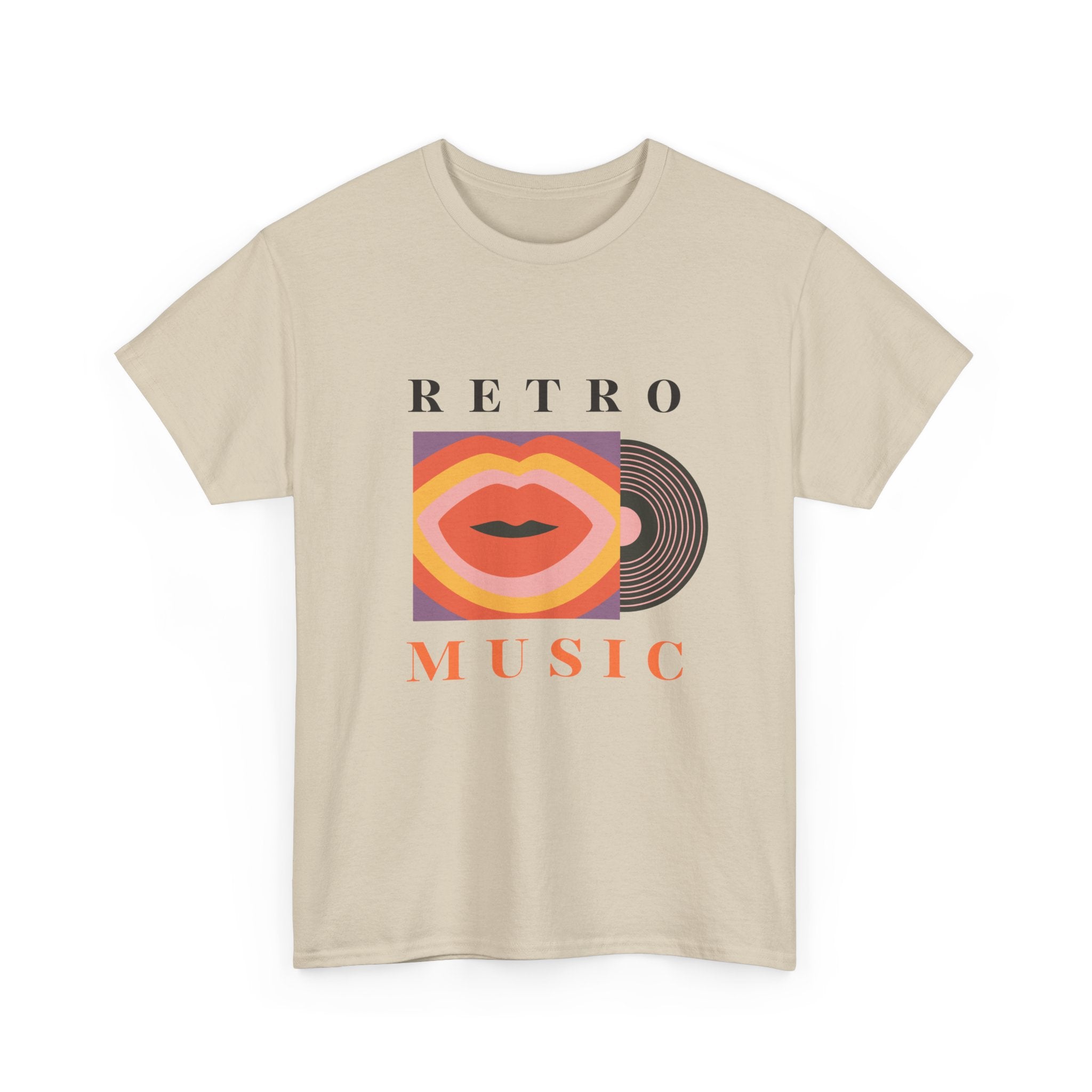 Retro Music Unisex Heavy Cotton Tee - Vintage Vinyl Design