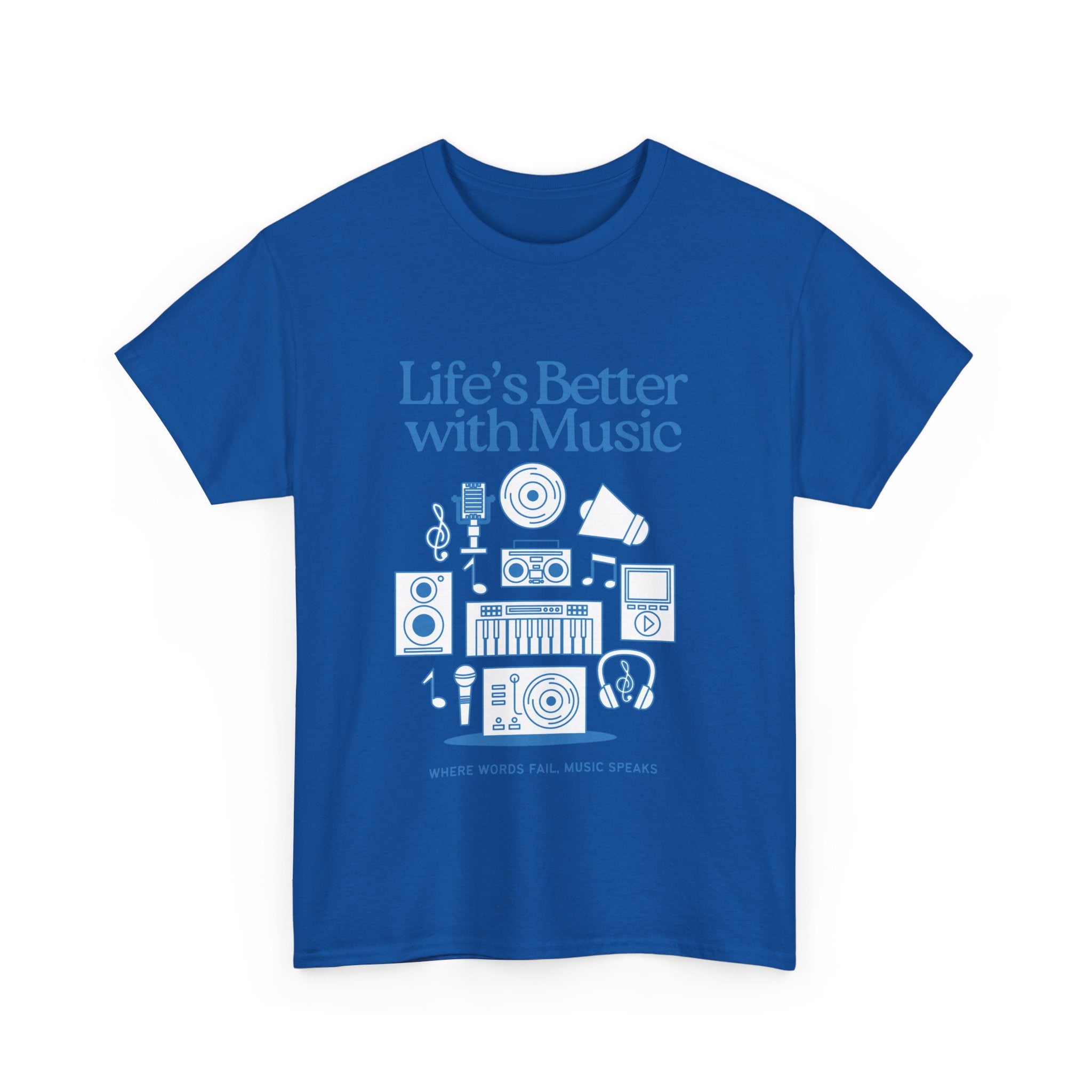 "Life's Better with Music" Music Lovers Unisex Heavy Cotton Tee -